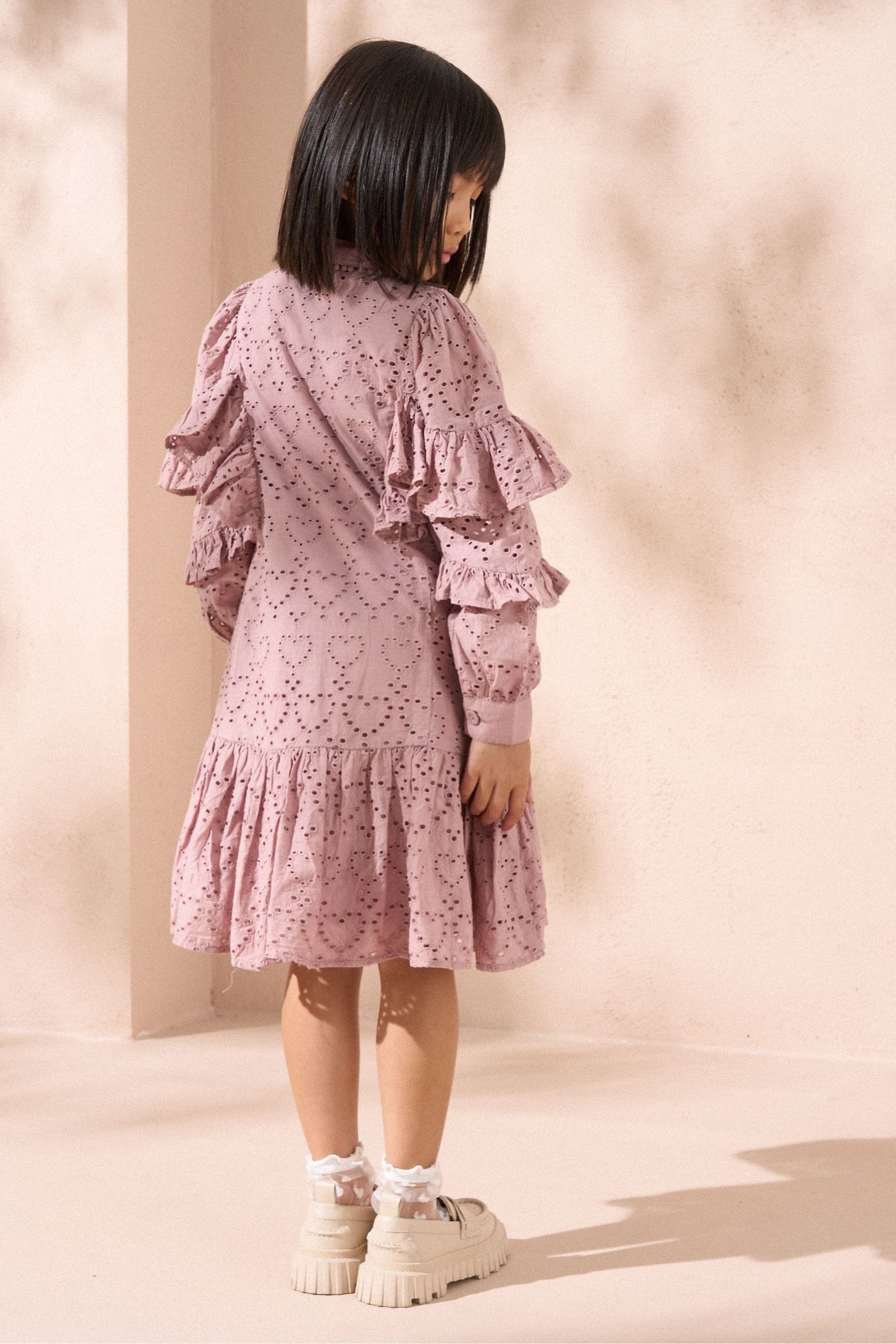 Angel & Rocket Pink Amelie Broderie Shirt Dress