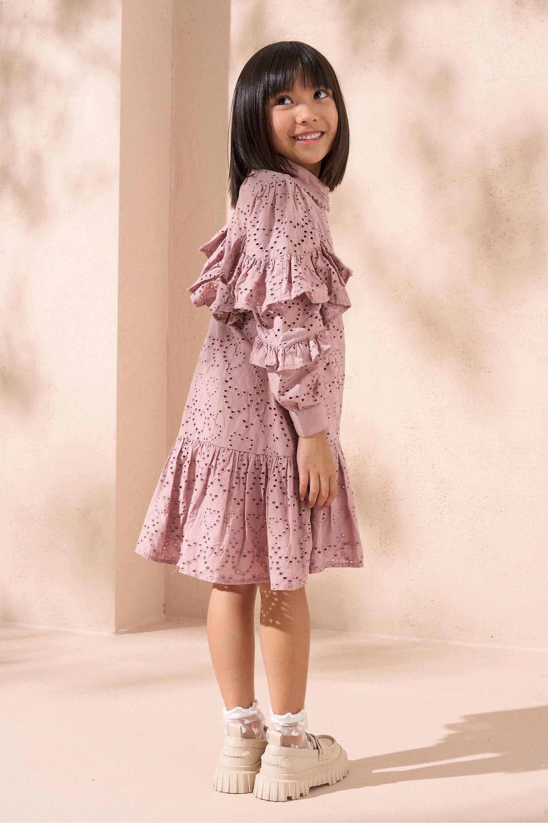 Angel & Rocket Pink Amelie Broderie Shirt Dress