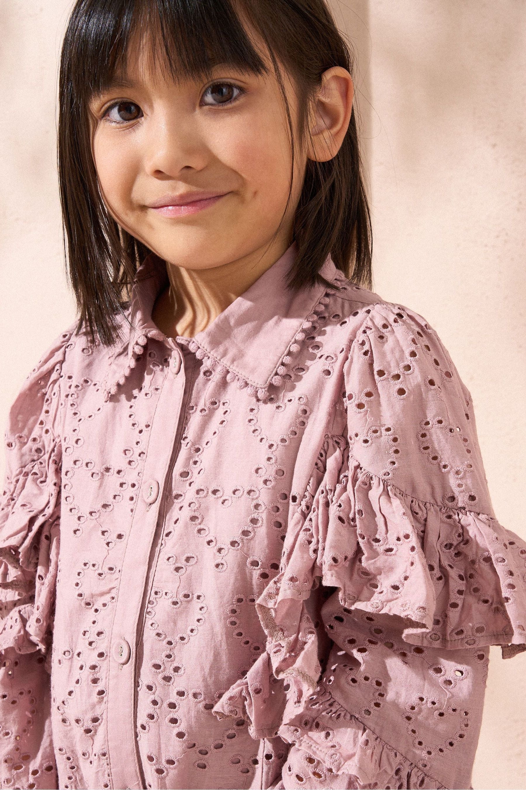 Angel & Rocket Pink Amelie Broderie Shirt Dress