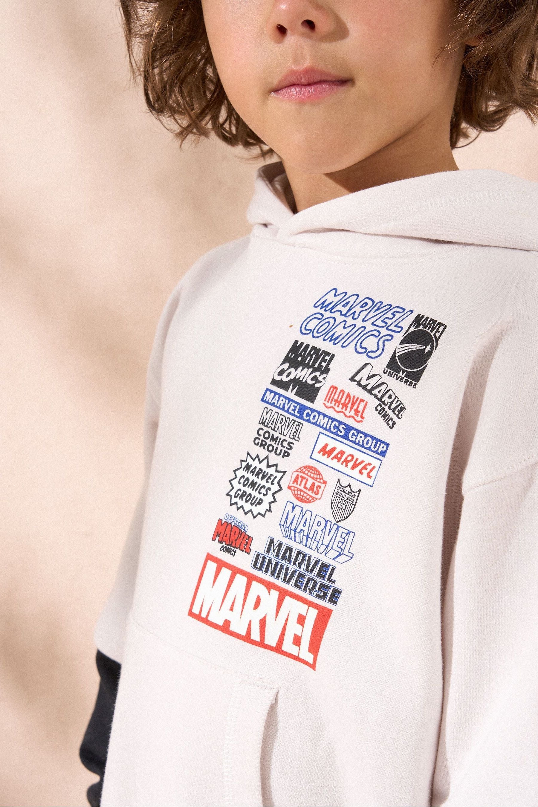 Angel & Rocket White Marvel Double Layered Effect Hoodie