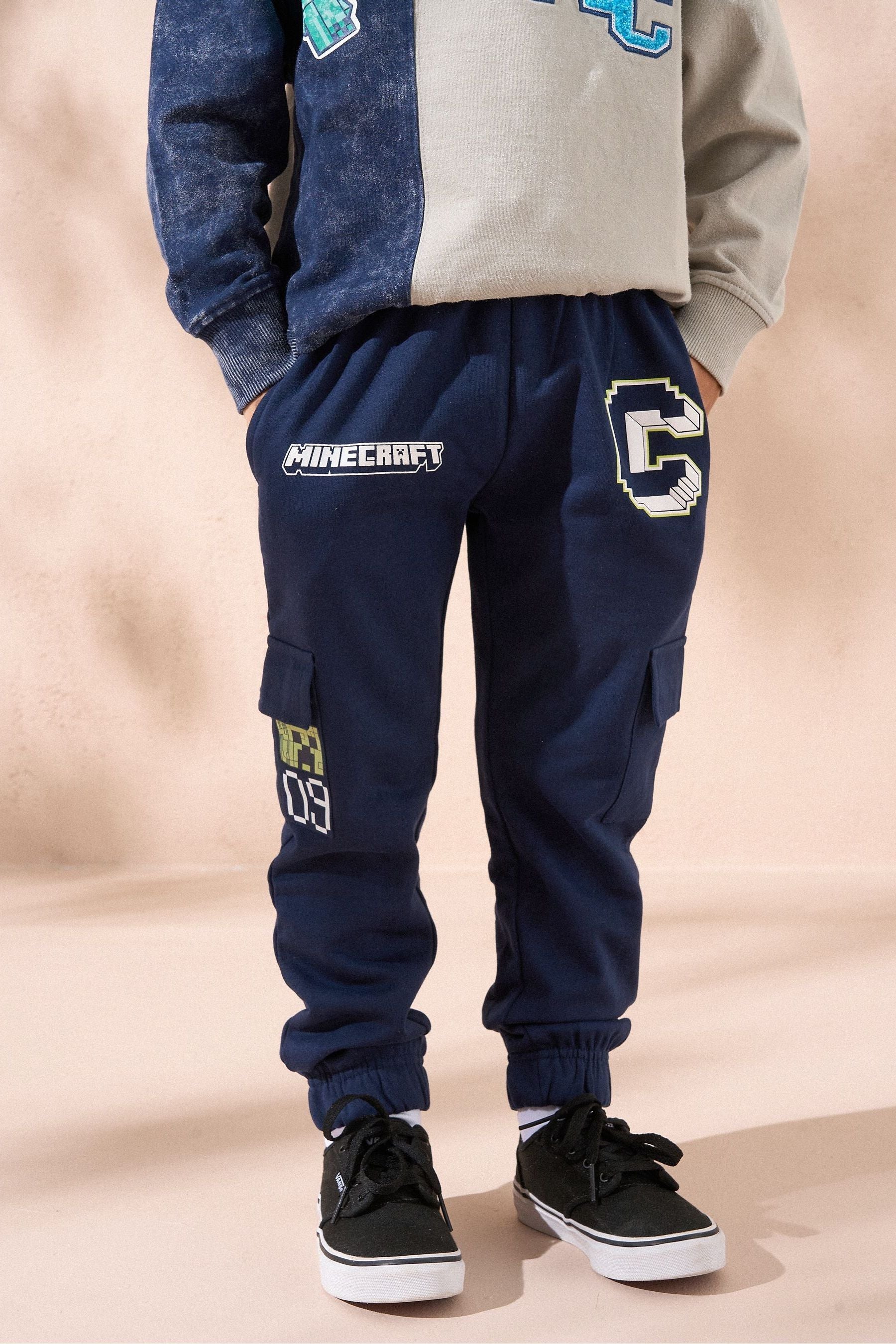 Angel & Rocket Blue Minecraft Woven Pocket Cargo 100% Cotton Joggers