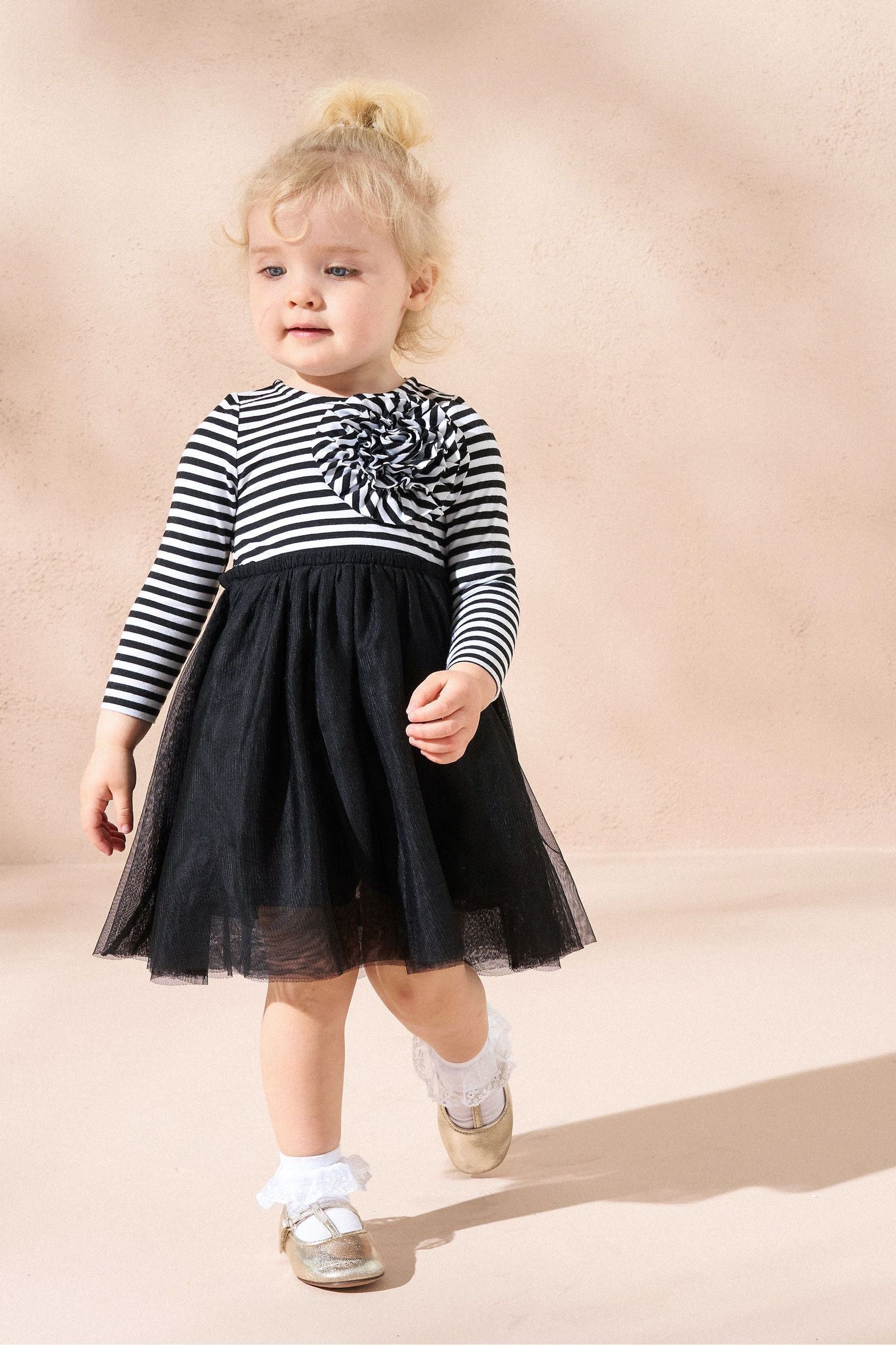 Angel & Rocket Black Carrie Stripe Corsage Dress