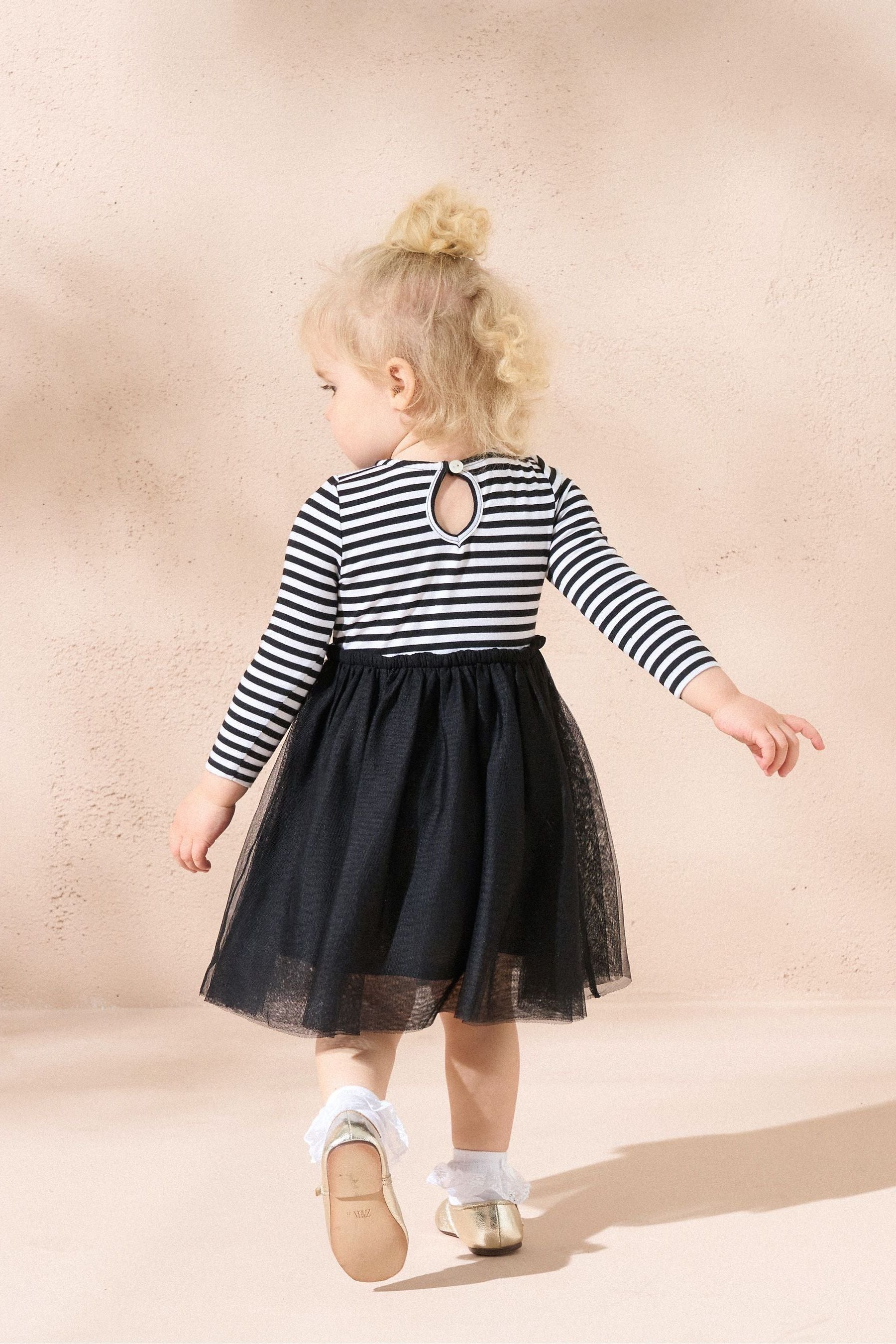 Angel & Rocket Black Carrie Stripe Corsage Dress