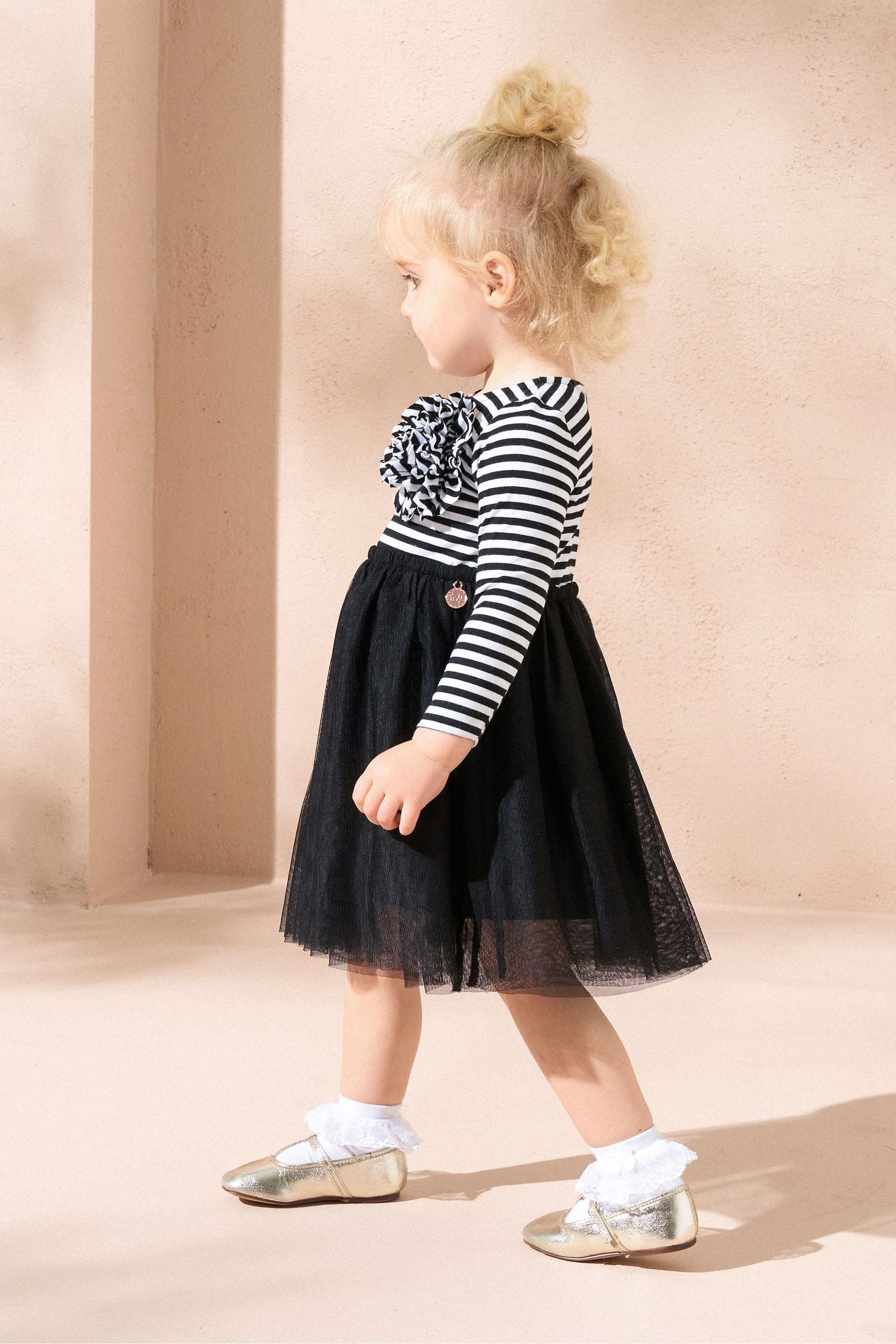 Angel & Rocket Black Carrie Stripe Corsage Dress