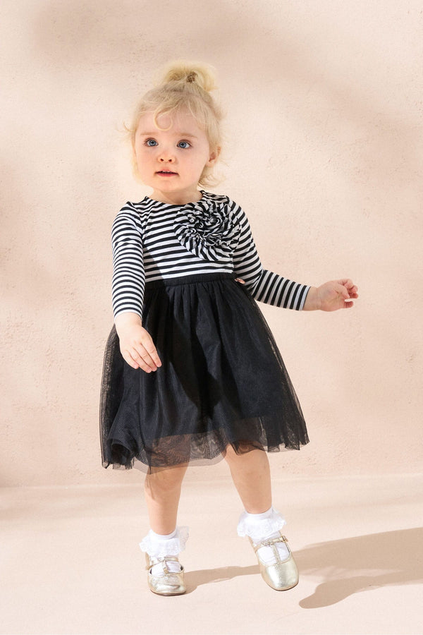 Angel & Rocket Black Carrie Stripe Corsage Dress