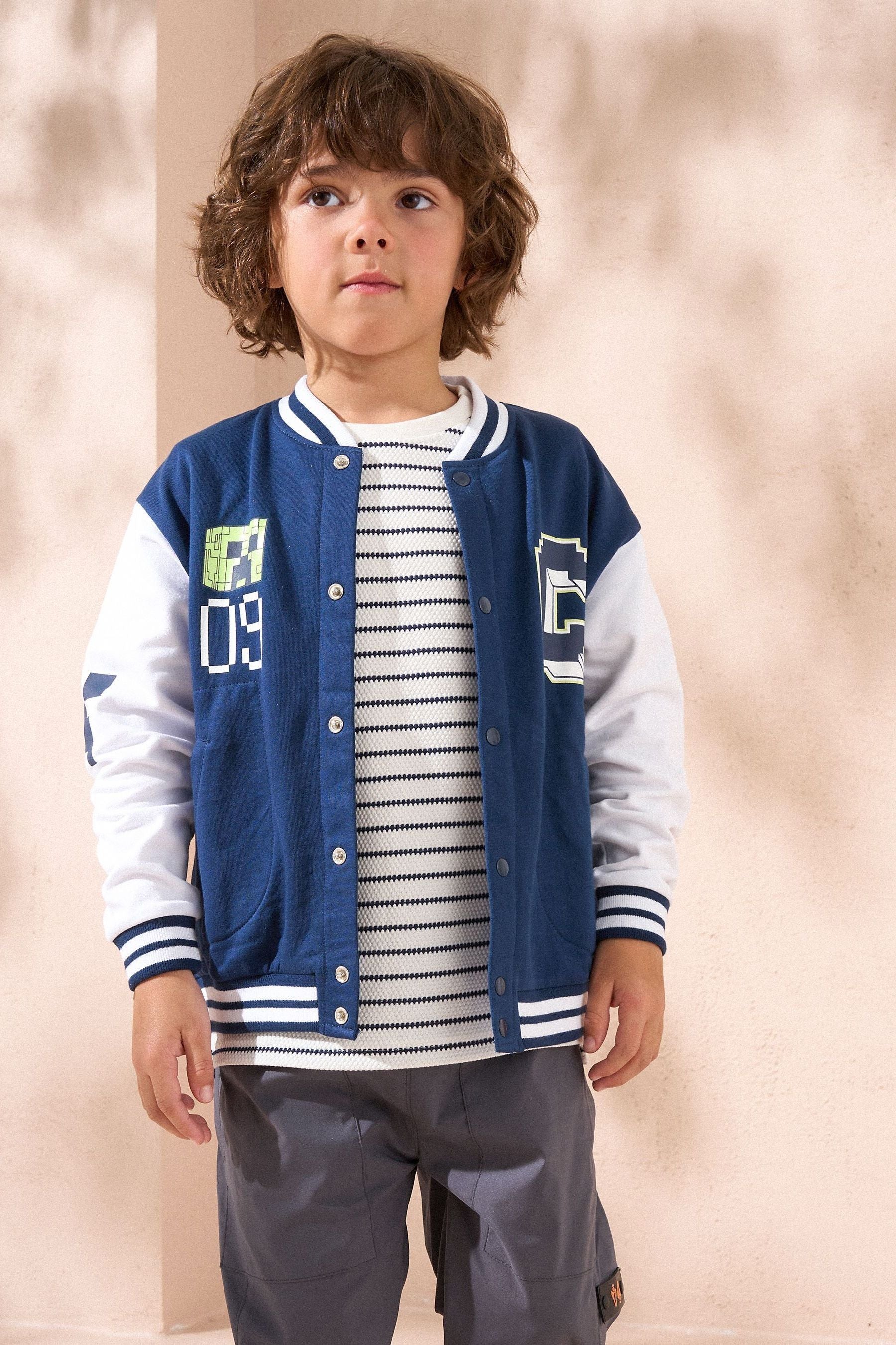 Angel & Rocket Blue Minecraft Preppy Varsity Jacket