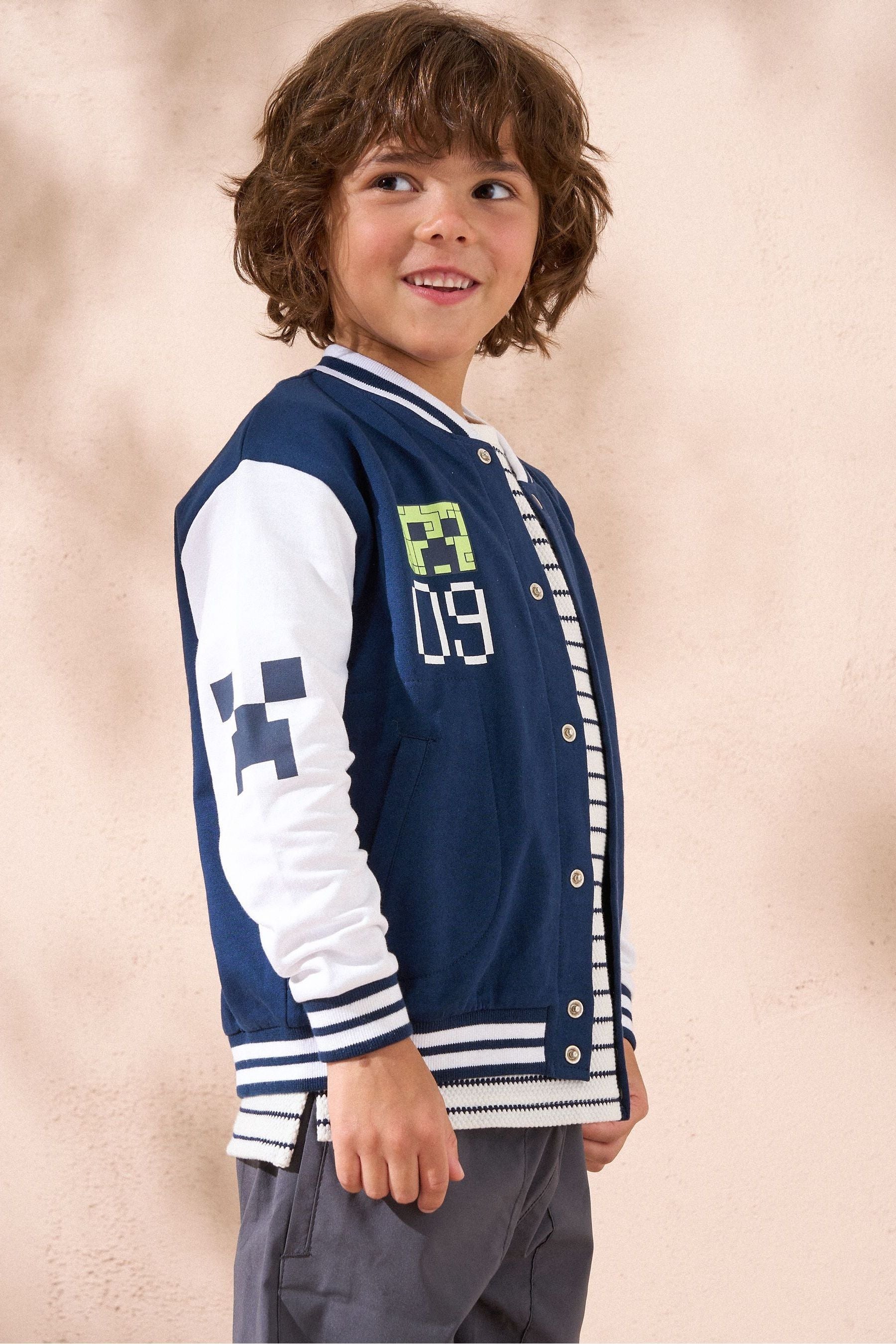 Angel & Rocket Blue Minecraft Preppy Varsity Jacket