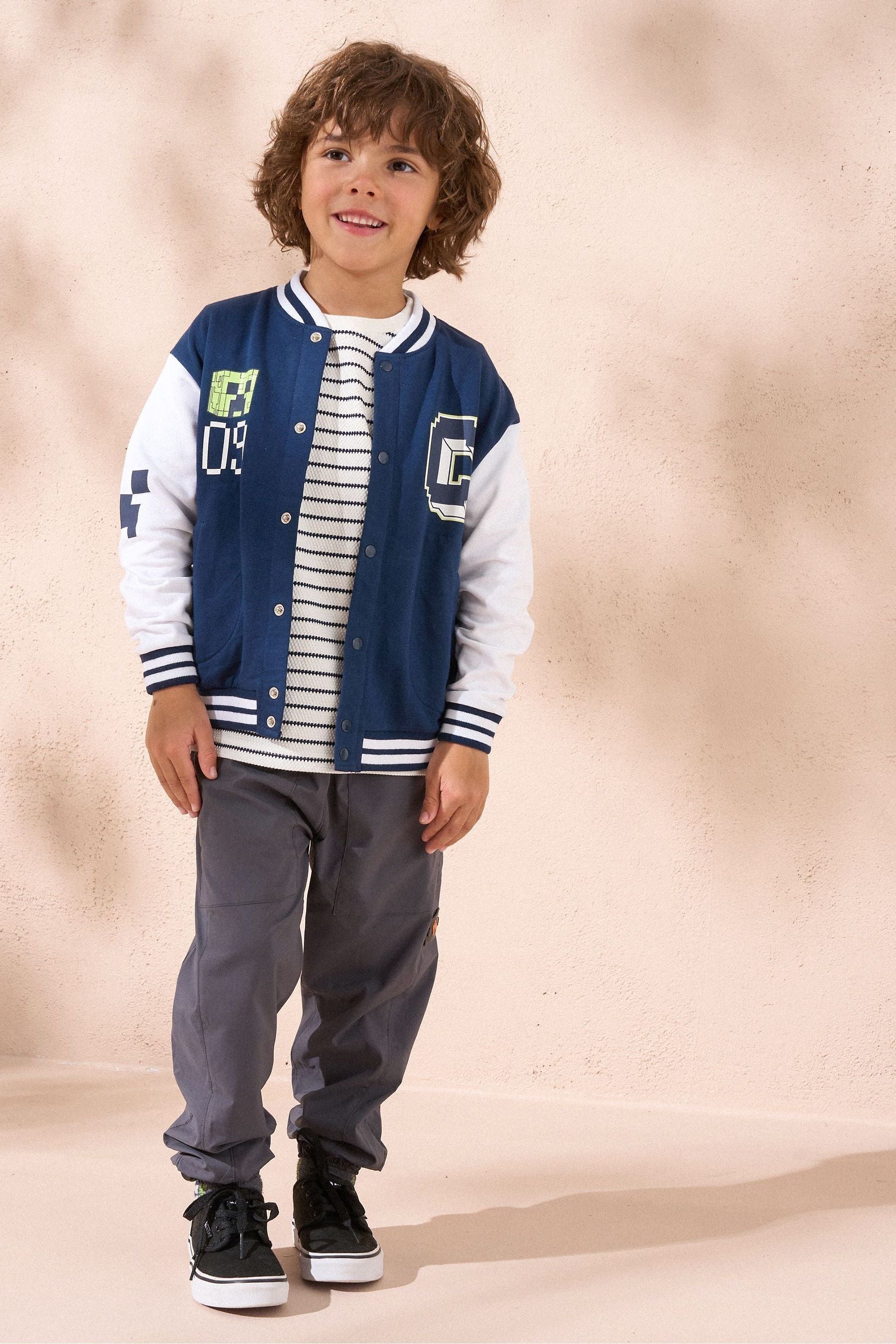 Angel & Rocket Blue Minecraft Preppy Varsity Jacket