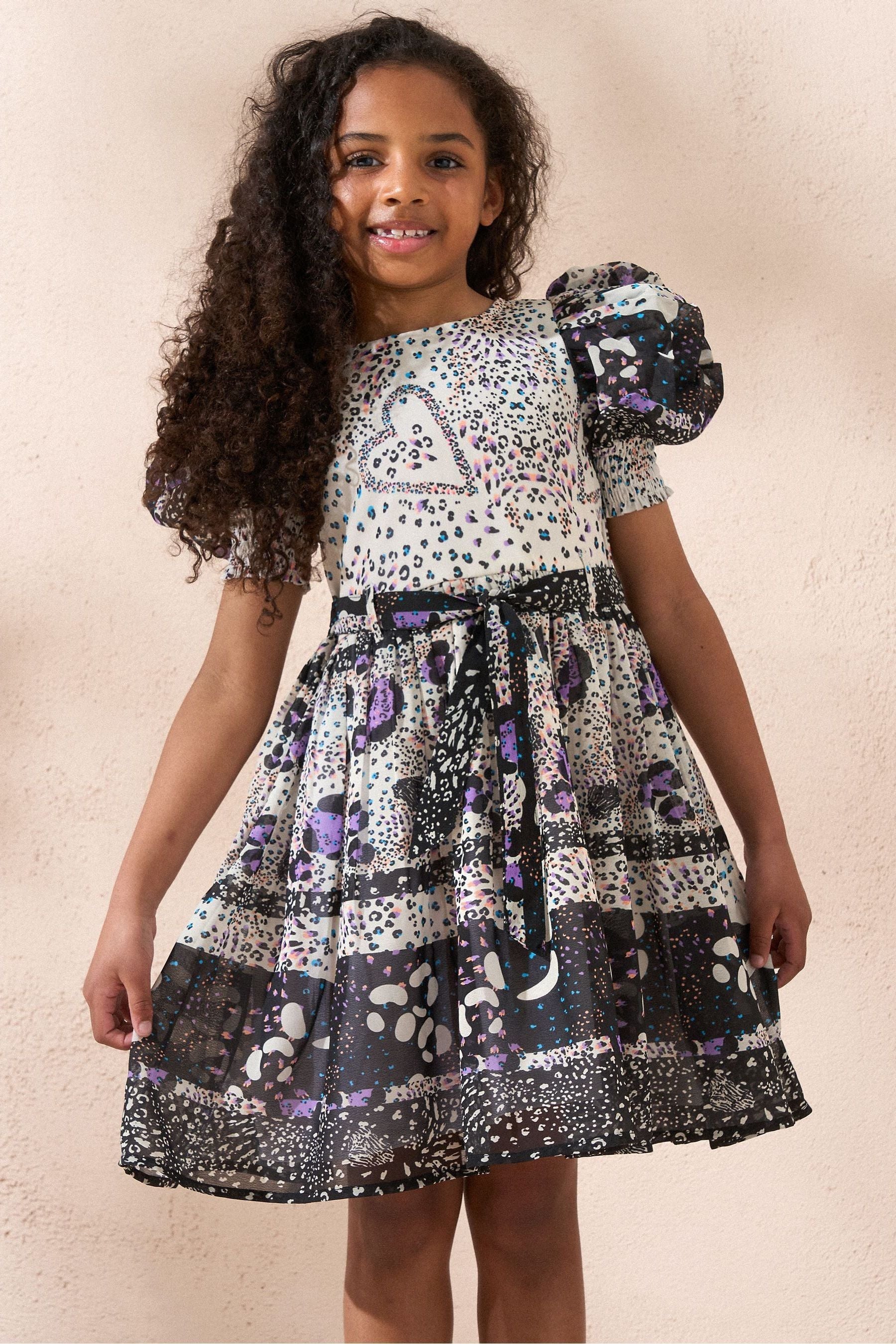 Angel & Rocket Animal Estelle Multi Print Mix Belted Dress