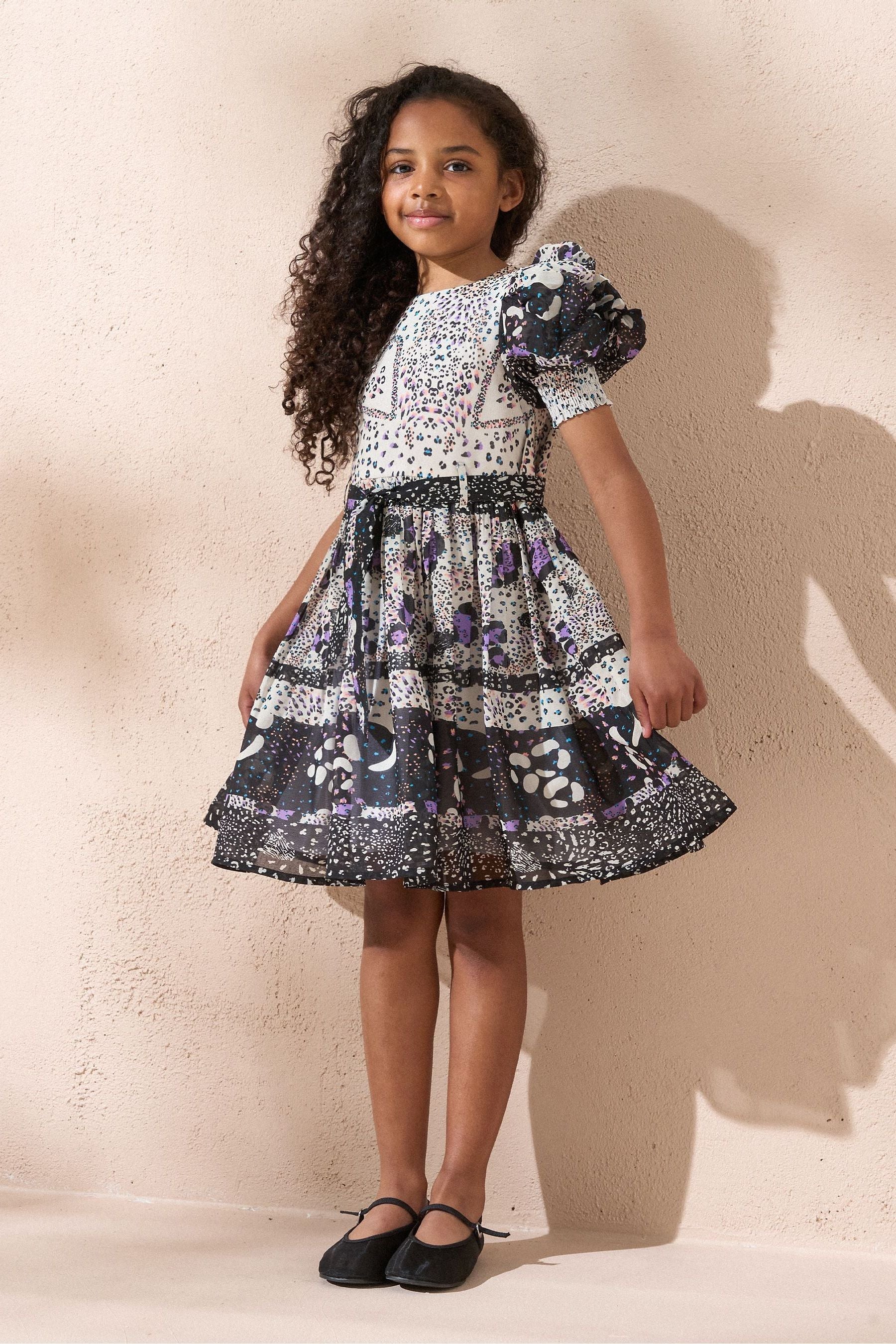 Angel & Rocket Animal Estelle Multi Print Mix Belted Dress