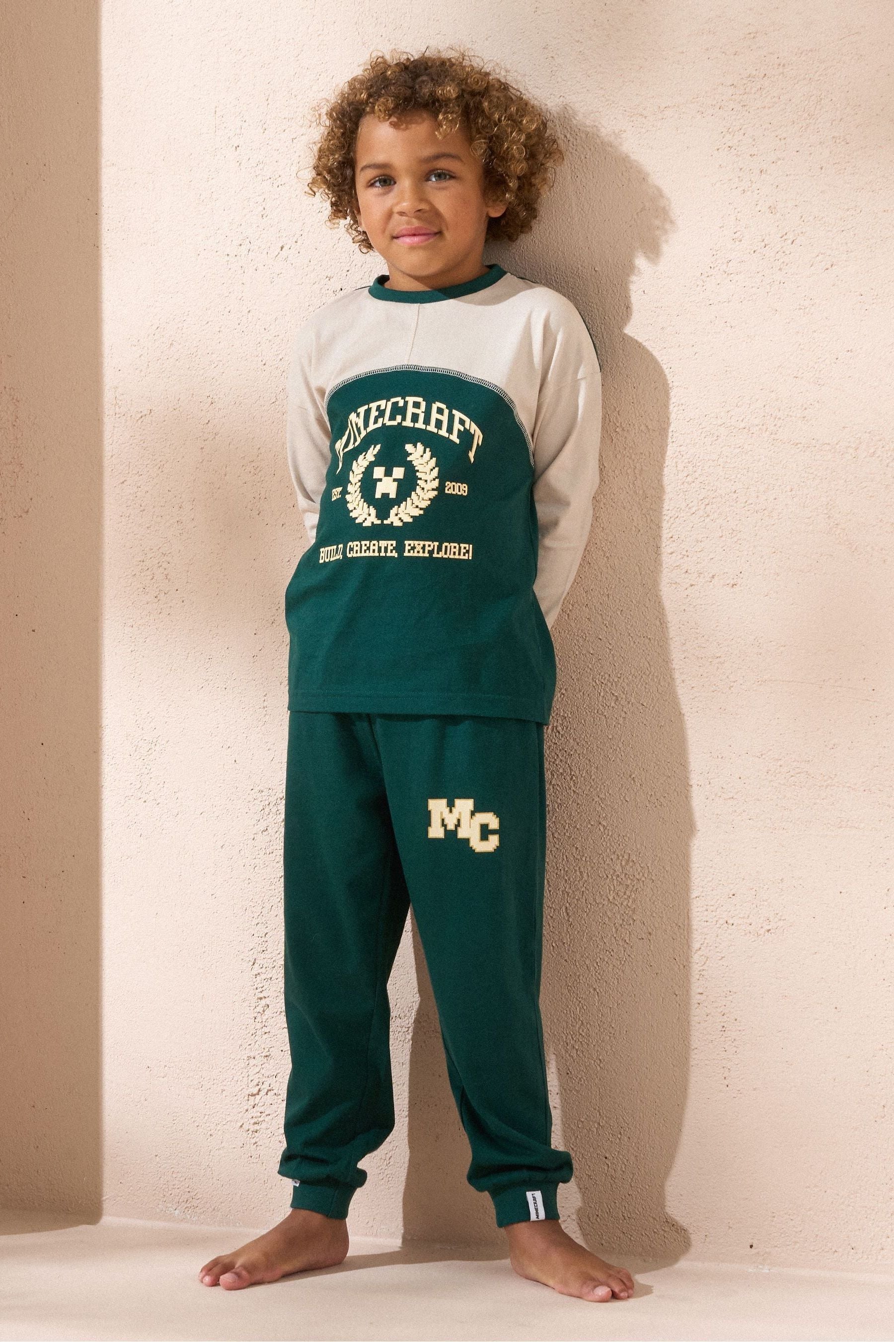 Green Angel & Rocket Minecraft Varsity Block 100% Cotton Pyjamas Set