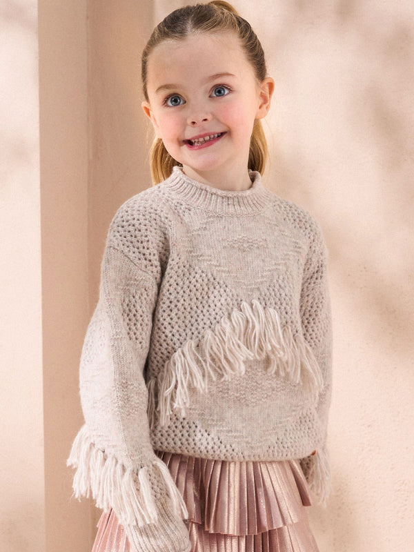 Angel & Rocket Natural Sienna Stone Fringed Jumper