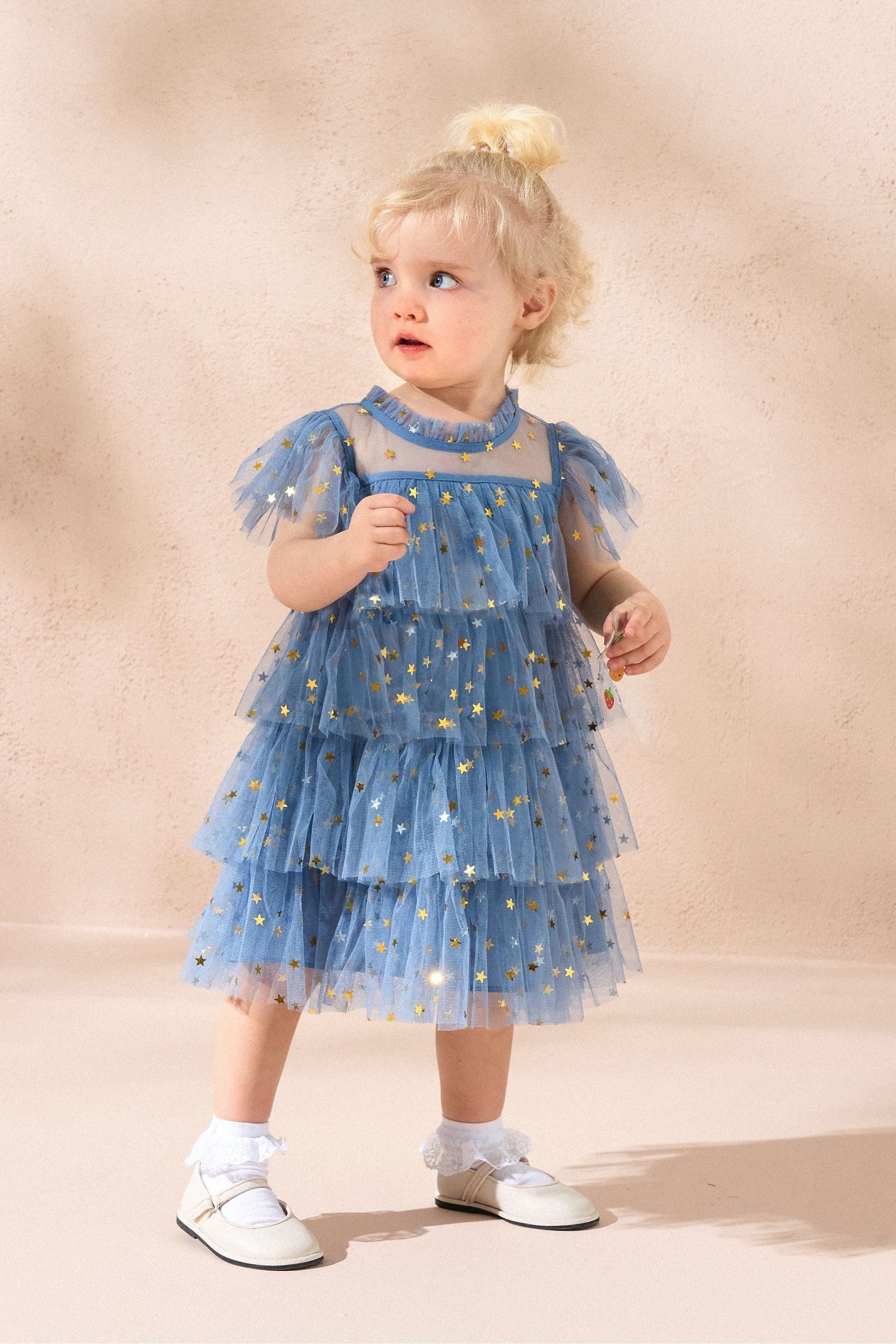 Angel & Rocket Blue Sienna Star Mesh Dress