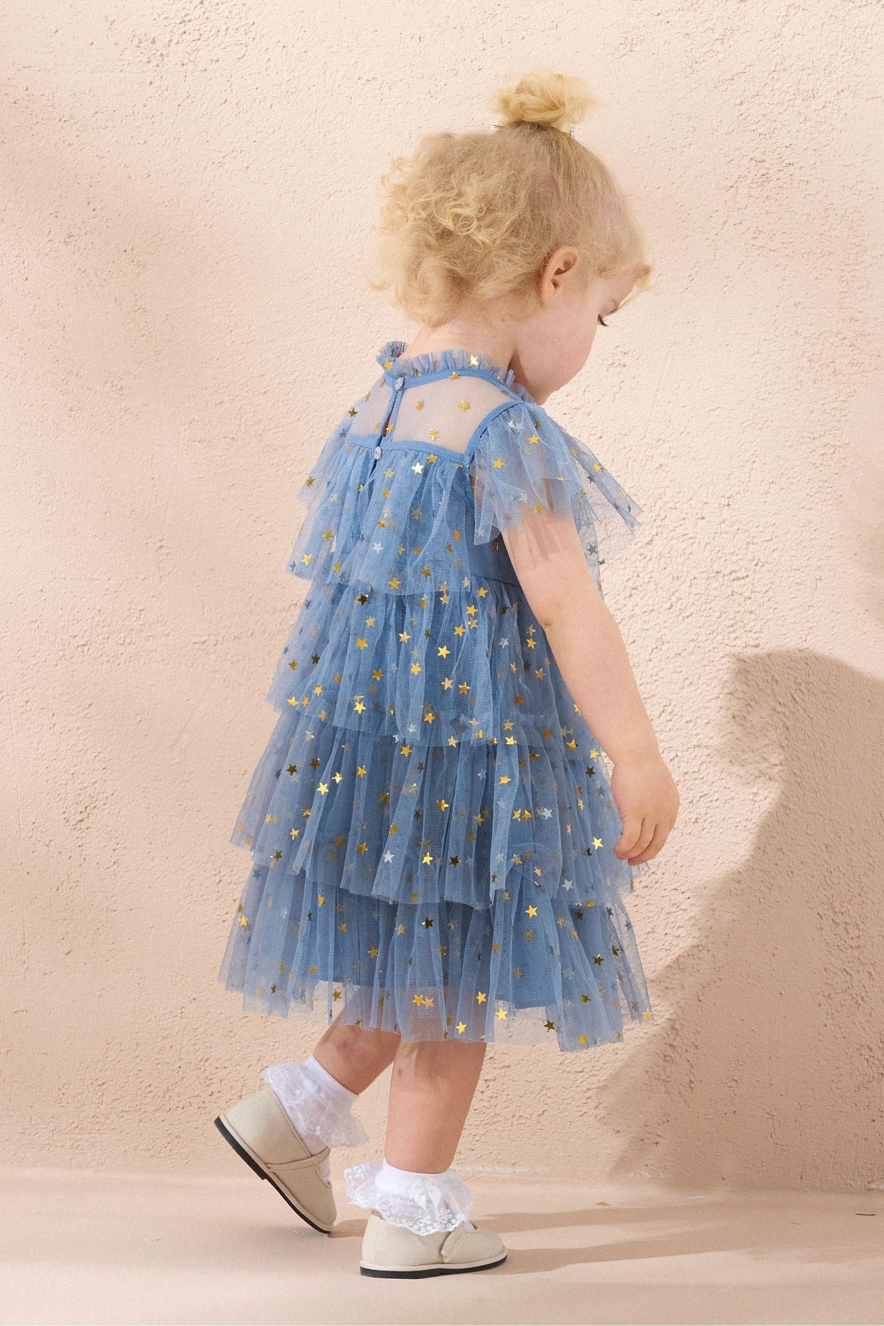 Angel & Rocket Blue Sienna Star Mesh Dress