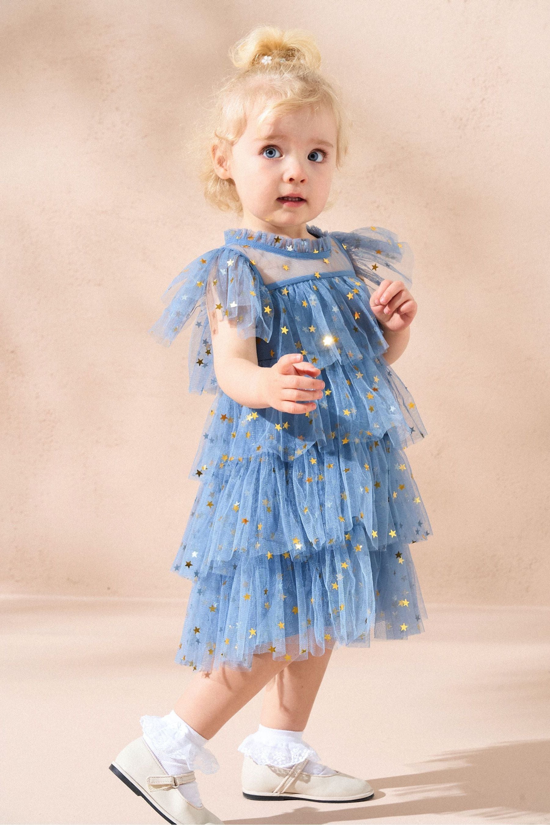 Angel & Rocket Blue Sienna Star Mesh Dress