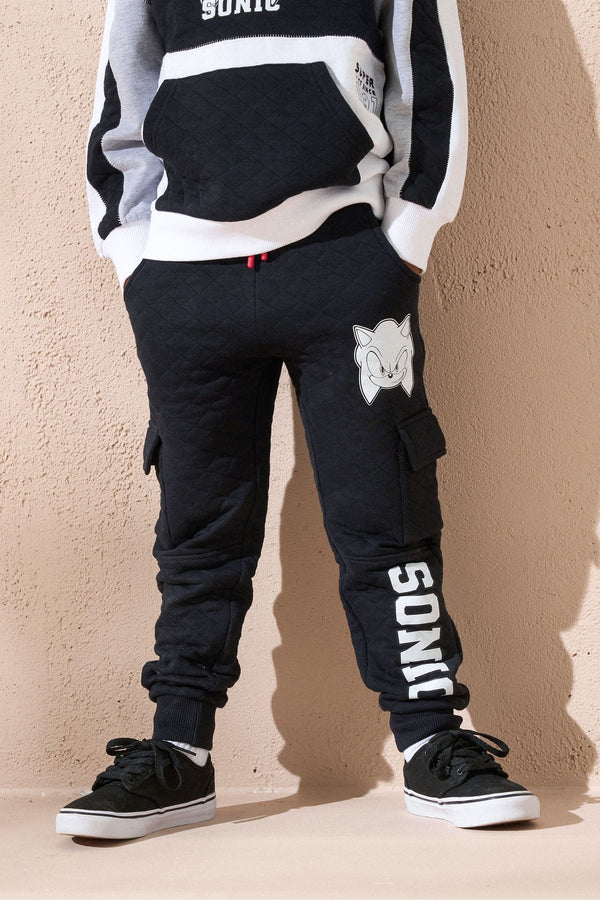 Angel & Rocket Black Sonic Textured Cargo 100% Cotton Joggers