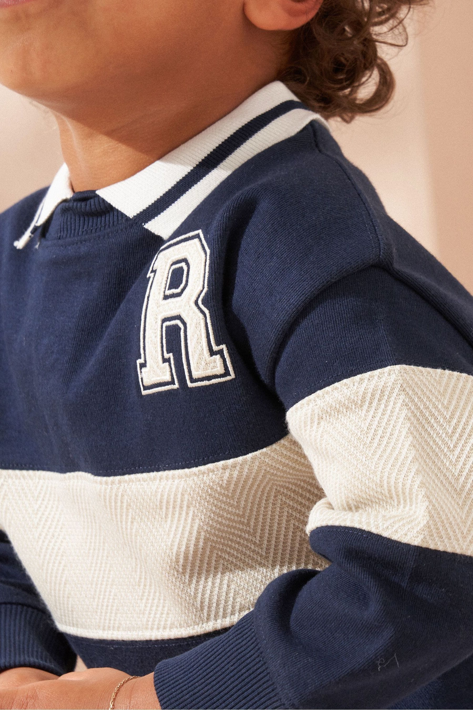 Angel & Rocket Blue Slade Rugby Varsity Sweatshirt