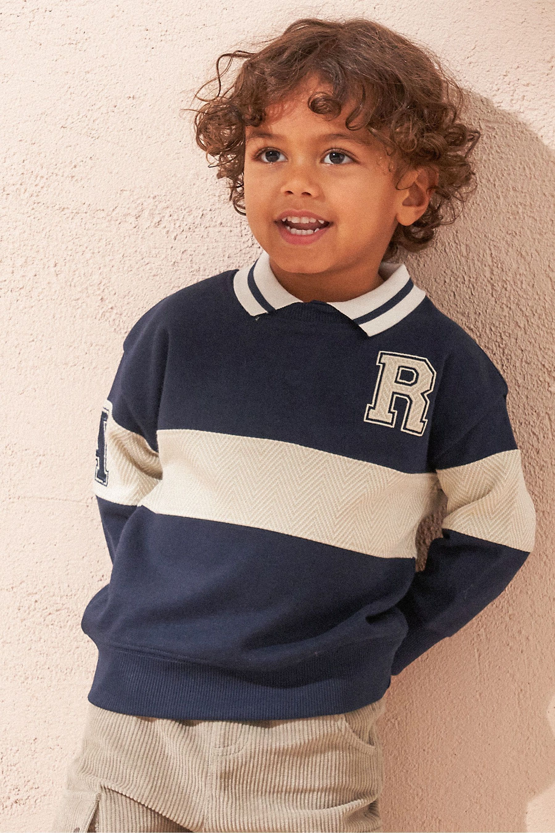 Angel & Rocket Blue Slade Rugby Varsity Sweatshirt