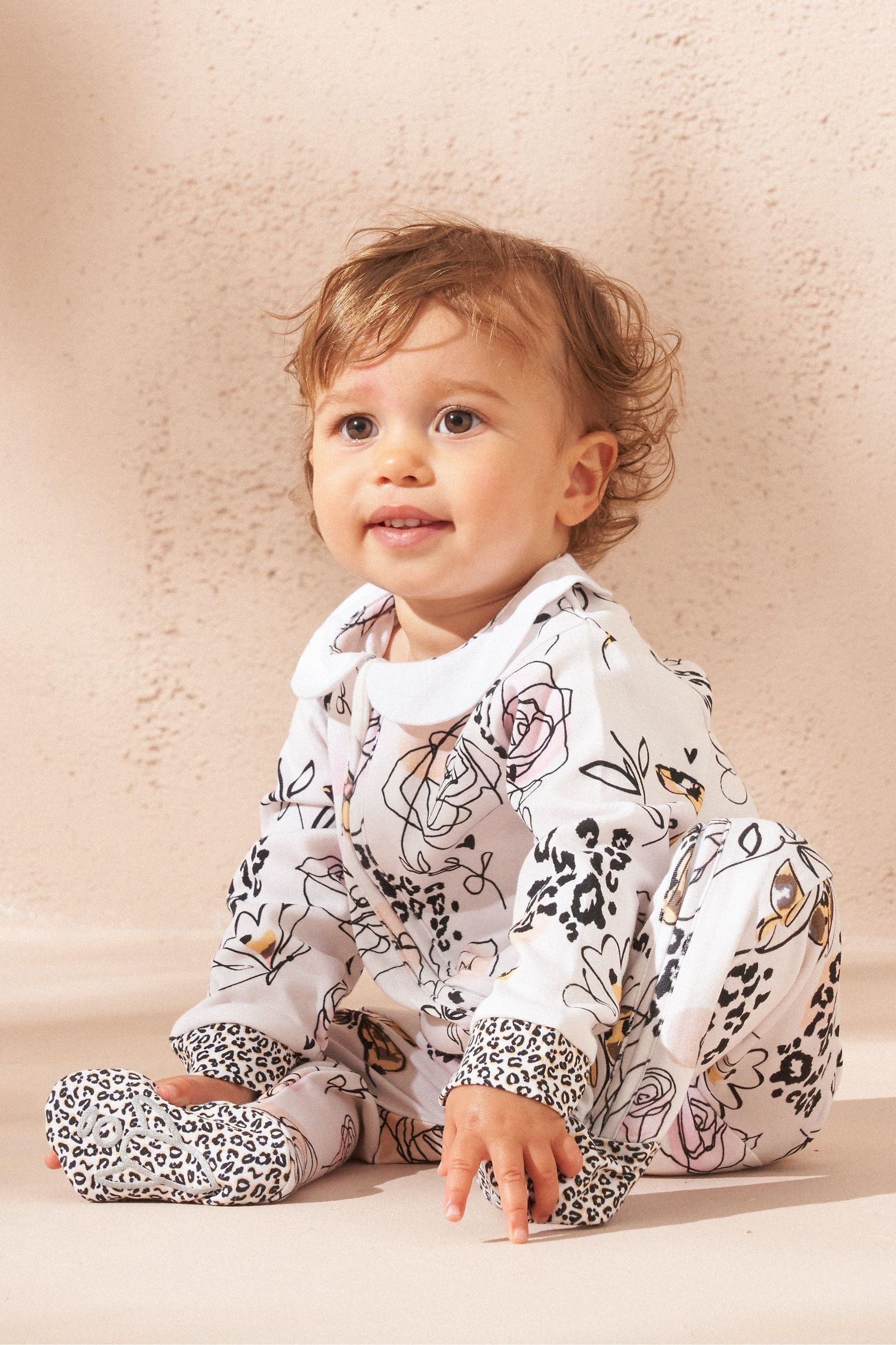 Angel & Rocket Natural Lyra Butterfly Print Babygrow and Headband Set