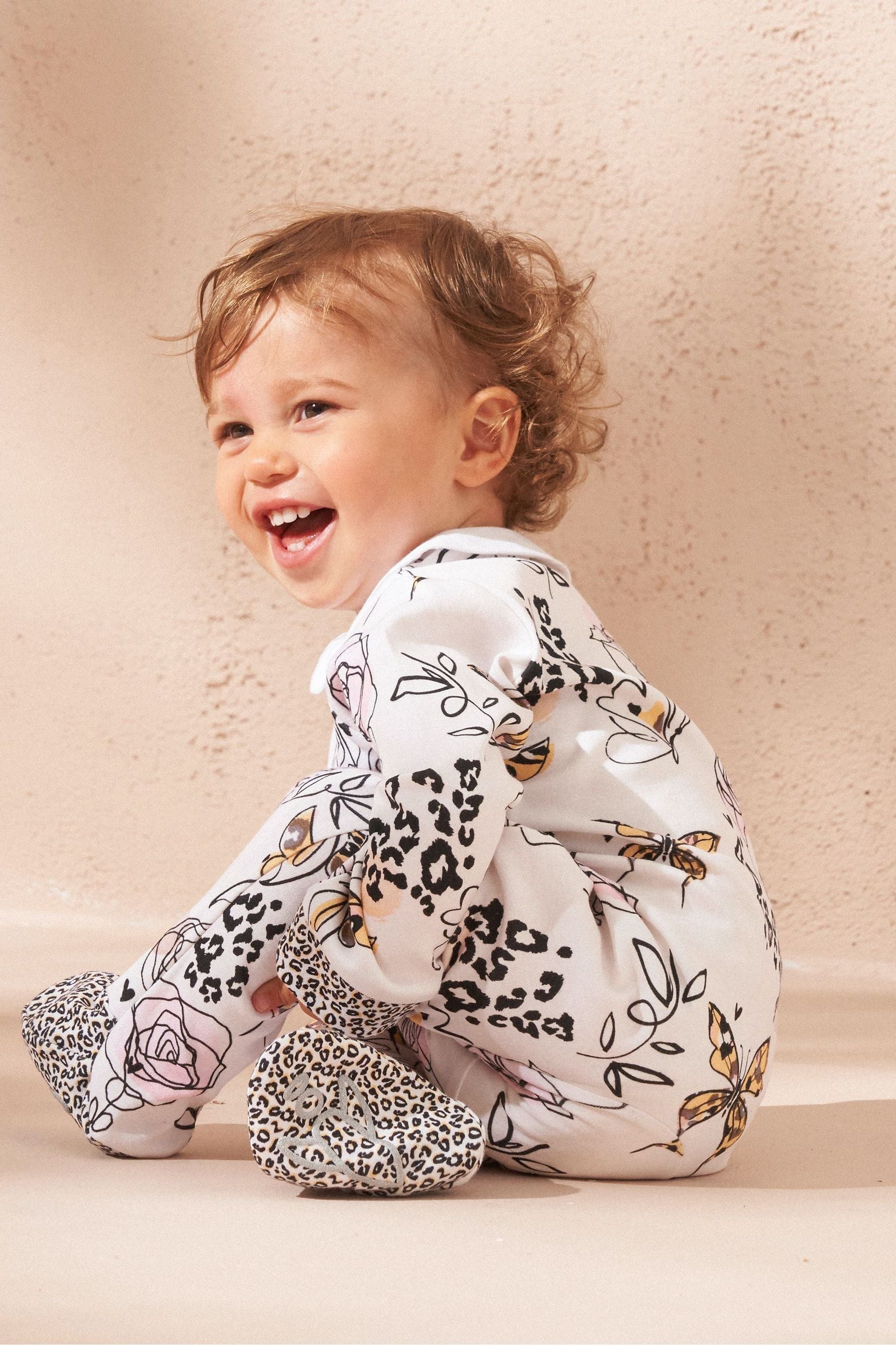 Angel & Rocket Natural Lyra Butterfly Print Babygrow and Headband Set