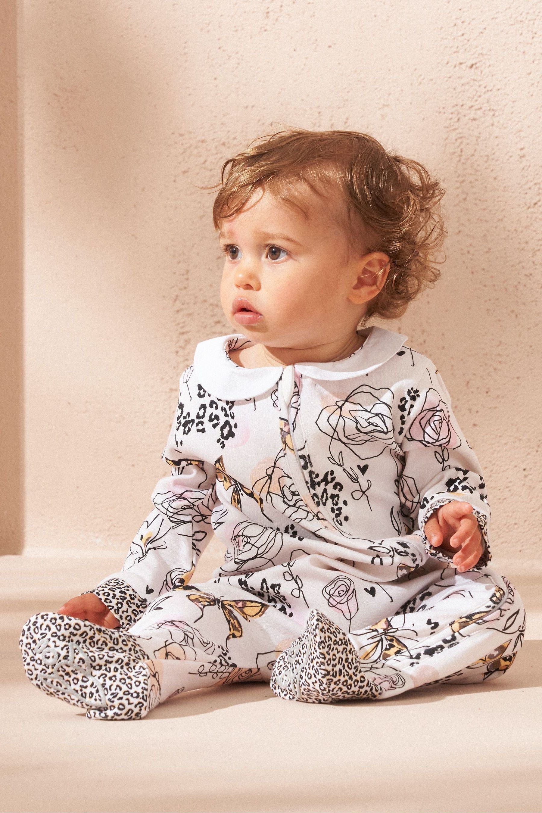 Angel & Rocket Natural Lyra Butterfly Print Babygrow and Headband Set