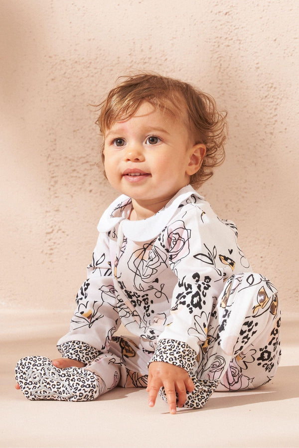 Natural Angel & Rocket Lyra Butterfly Print Babygrow and Headband Set