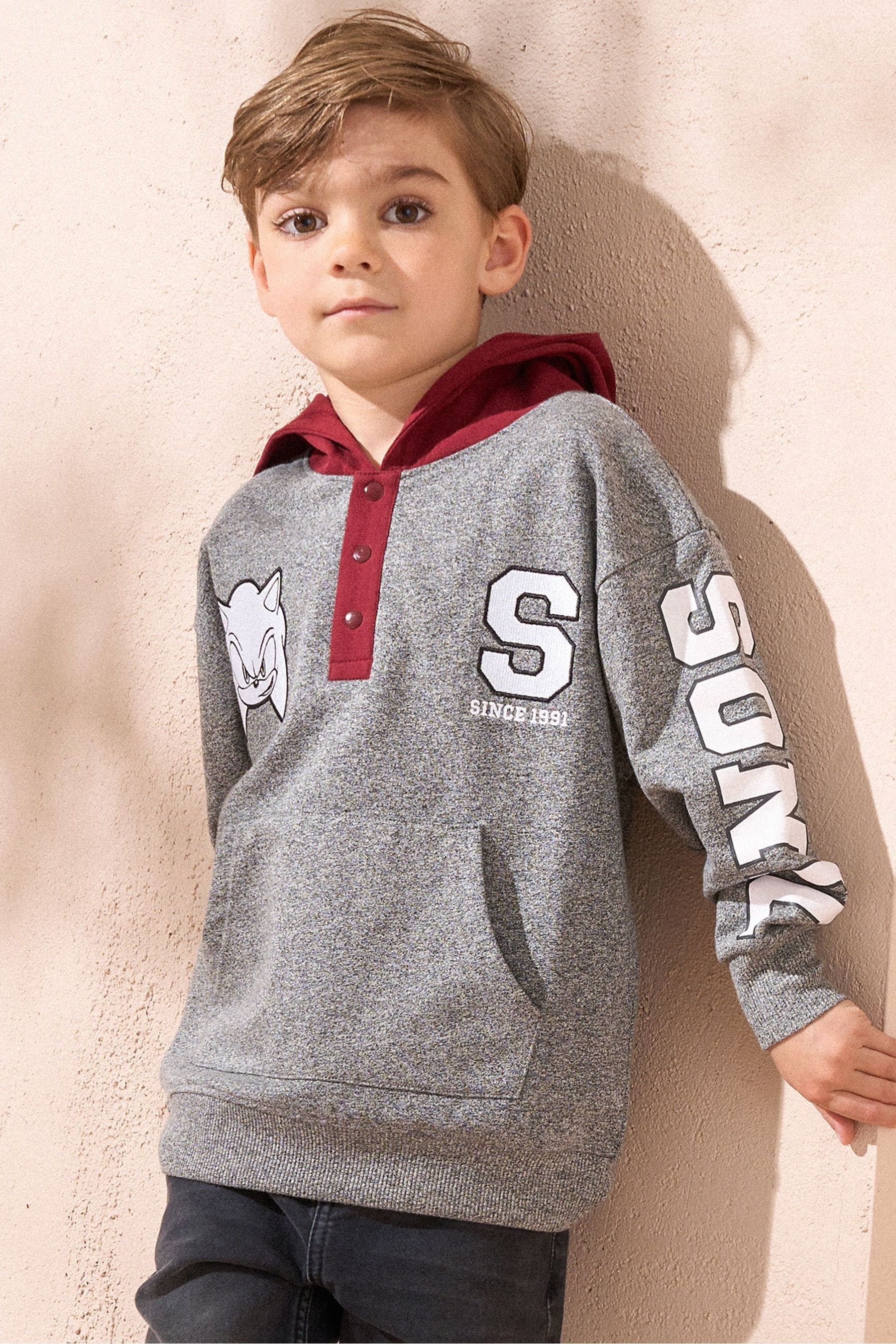 Angel & Rocket Grey Sonic Textured Mix Fabric Hoodie