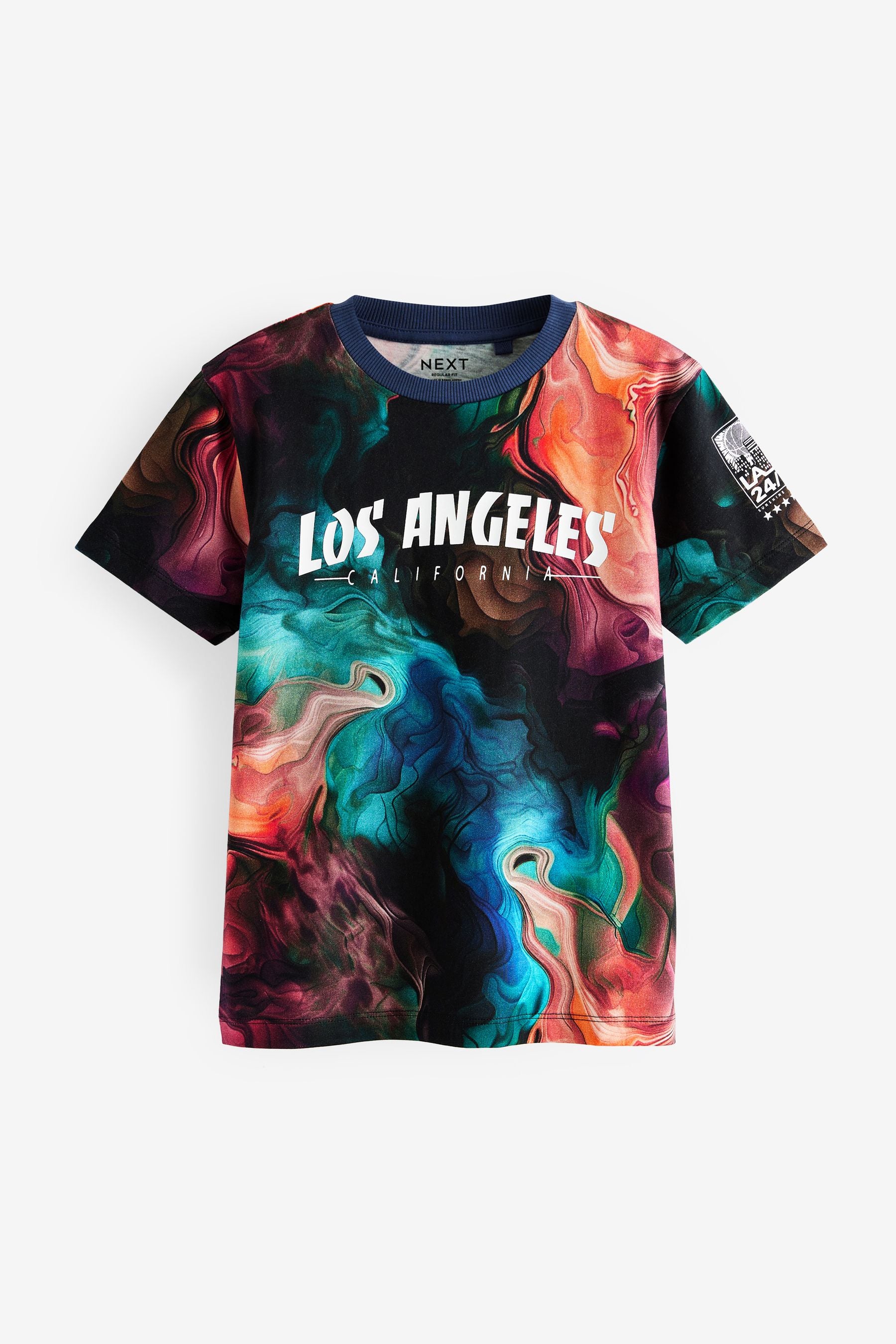 Black/Multi Marble Short Sleeve Graphic T-Shirt (3-16yrs)