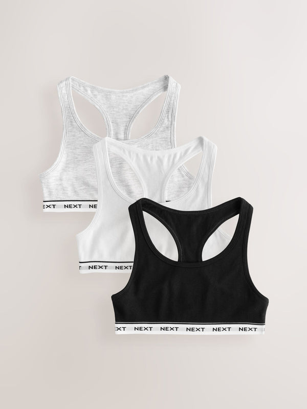 Black/White Racer Back Crop Tops 3 Pack (5-16yrs)