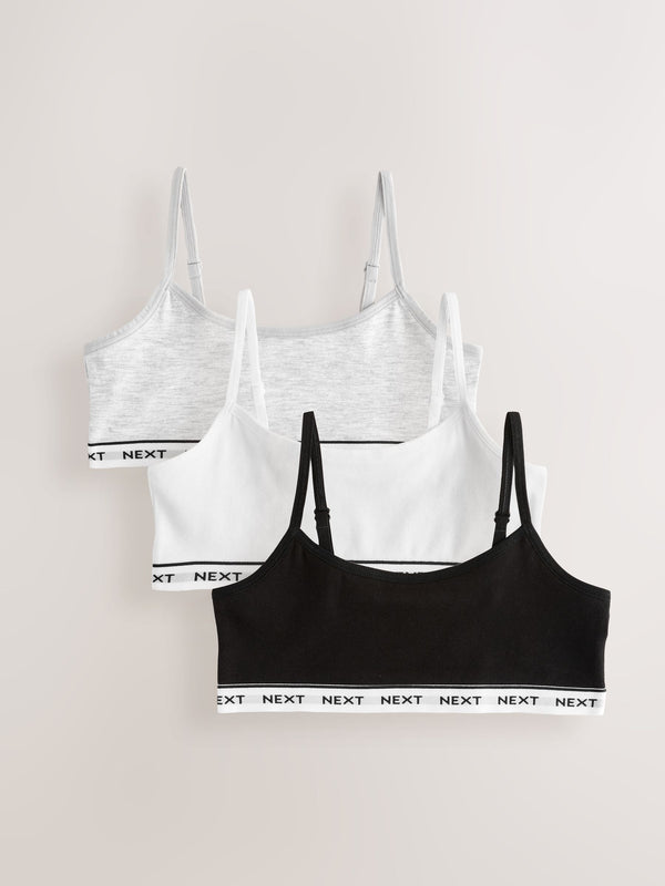 Grey/Black/White Strappy Crop Tops 3 Pack (5-16yrs)