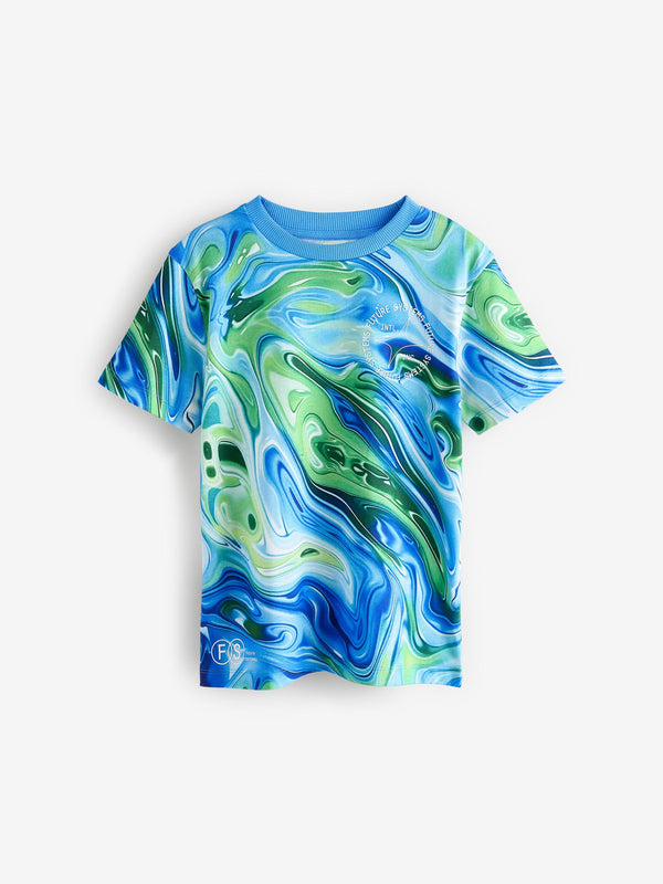 Blue Swirl Short Sleeve Graphic 100% Cotton T-Shirt (3-16yrs)