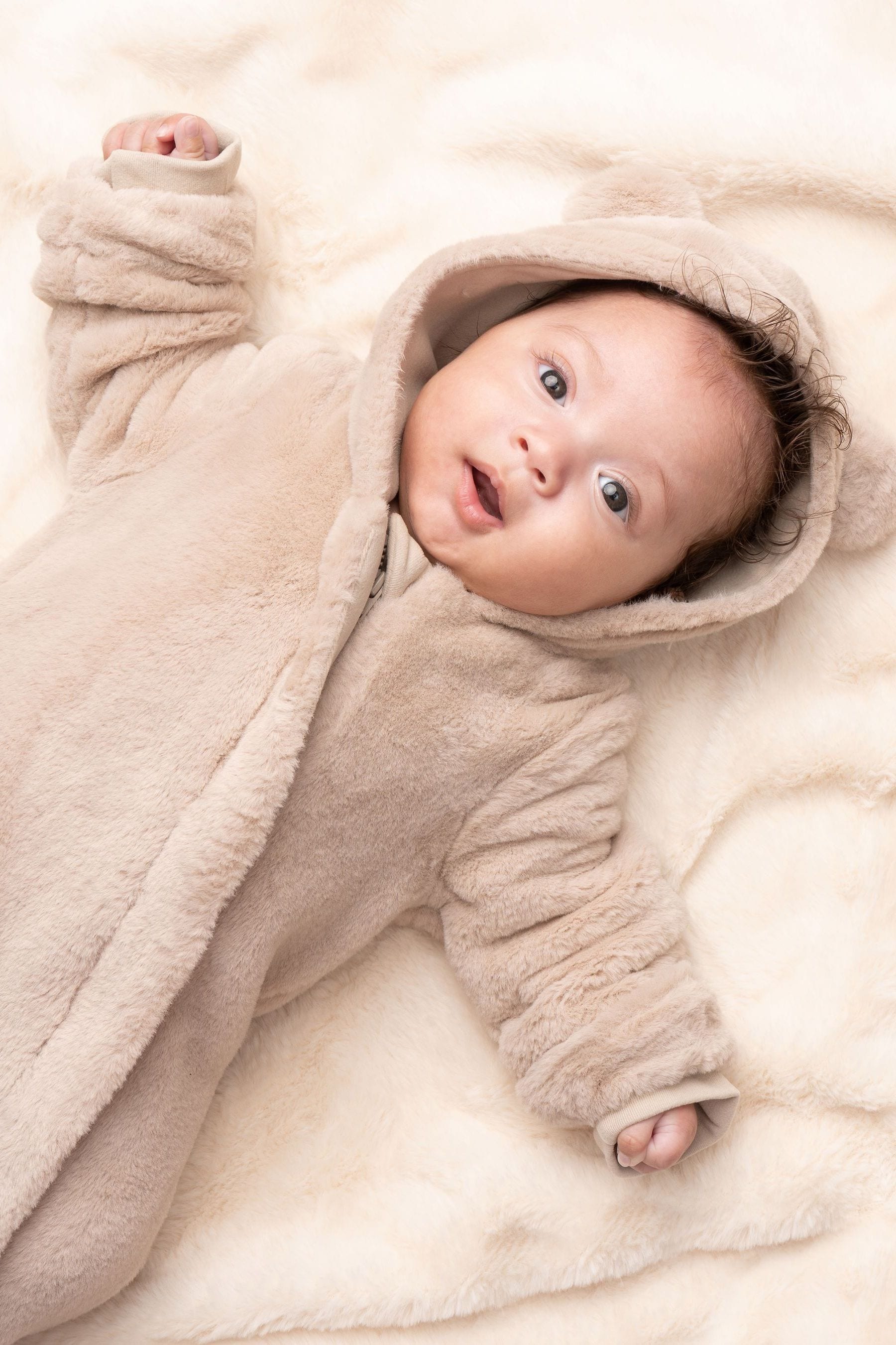 Angel & Rocket Natural Quinn Faux Fur Pramsuit