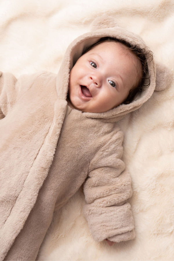 Angel & Rocket Natural Quinn Faux Fur Pramsuit