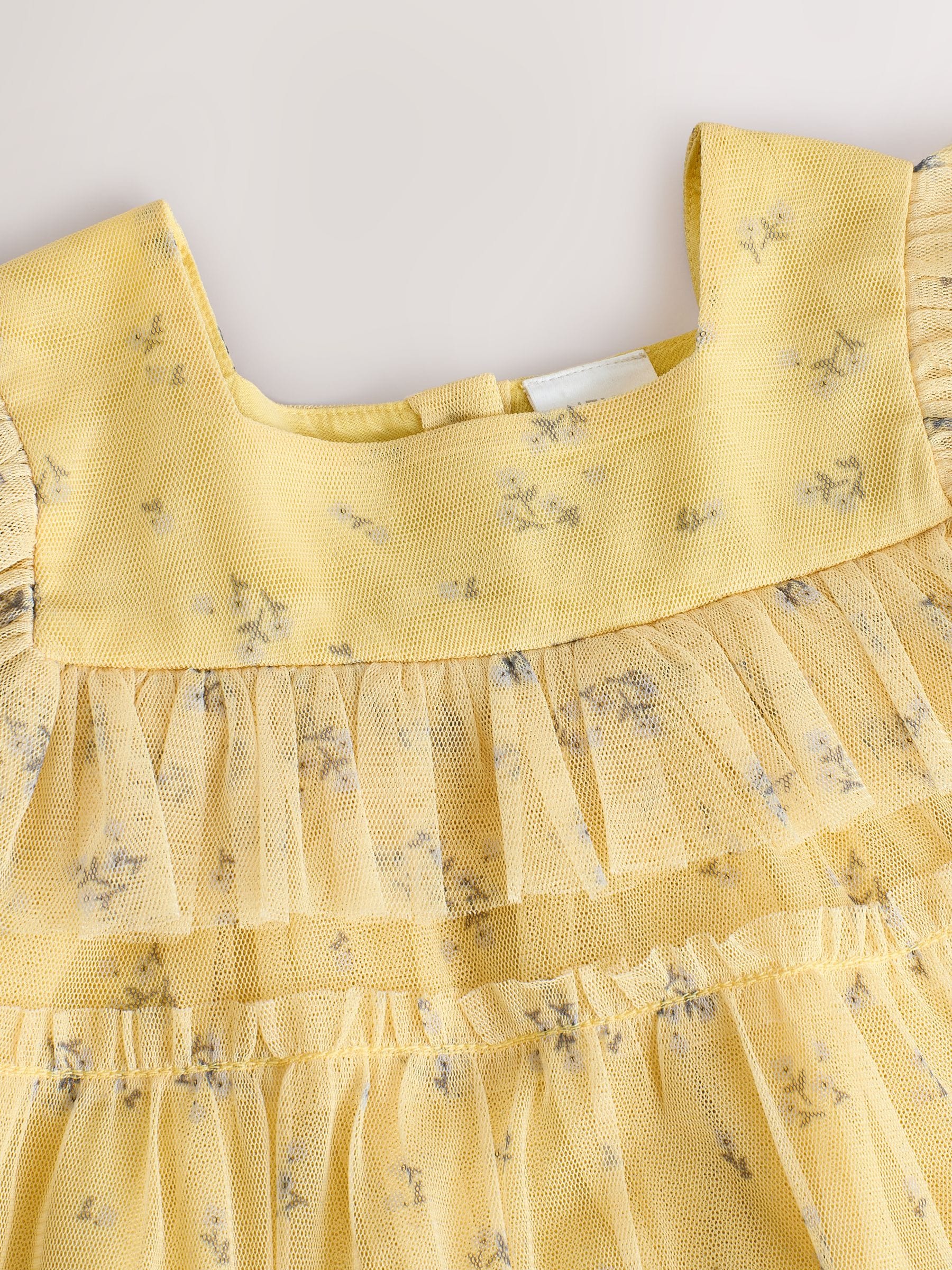 Yellow Floral Mesh Baby Dress (0mths-2yrs)