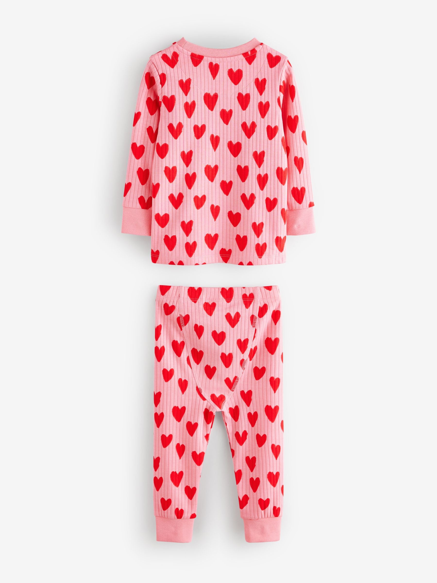 Red/Pink 100% Cotton Heart Print Snuggle Pyjamas 1 Pack (9mths-9yrs)