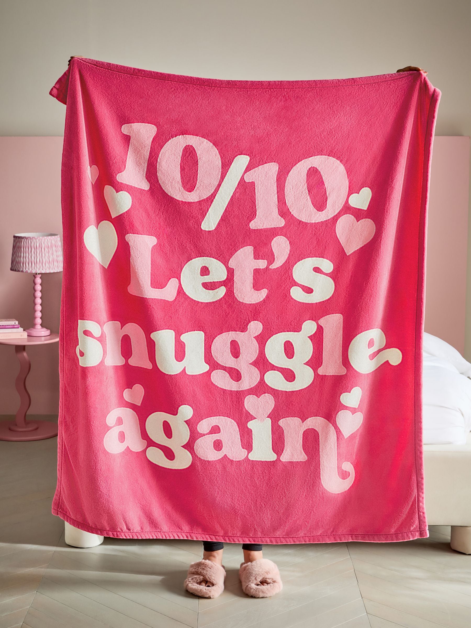 Pink Let's Snuggle Again Throw