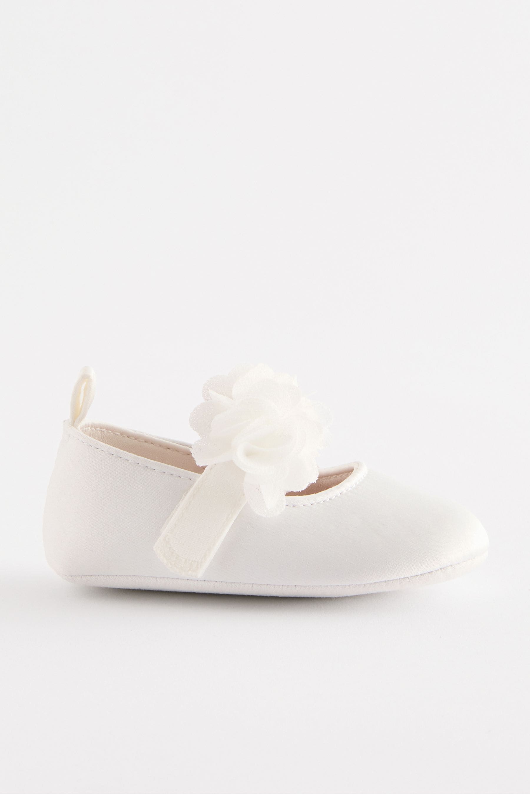 White Satin Baby Corsage Shoes (0-24mths)