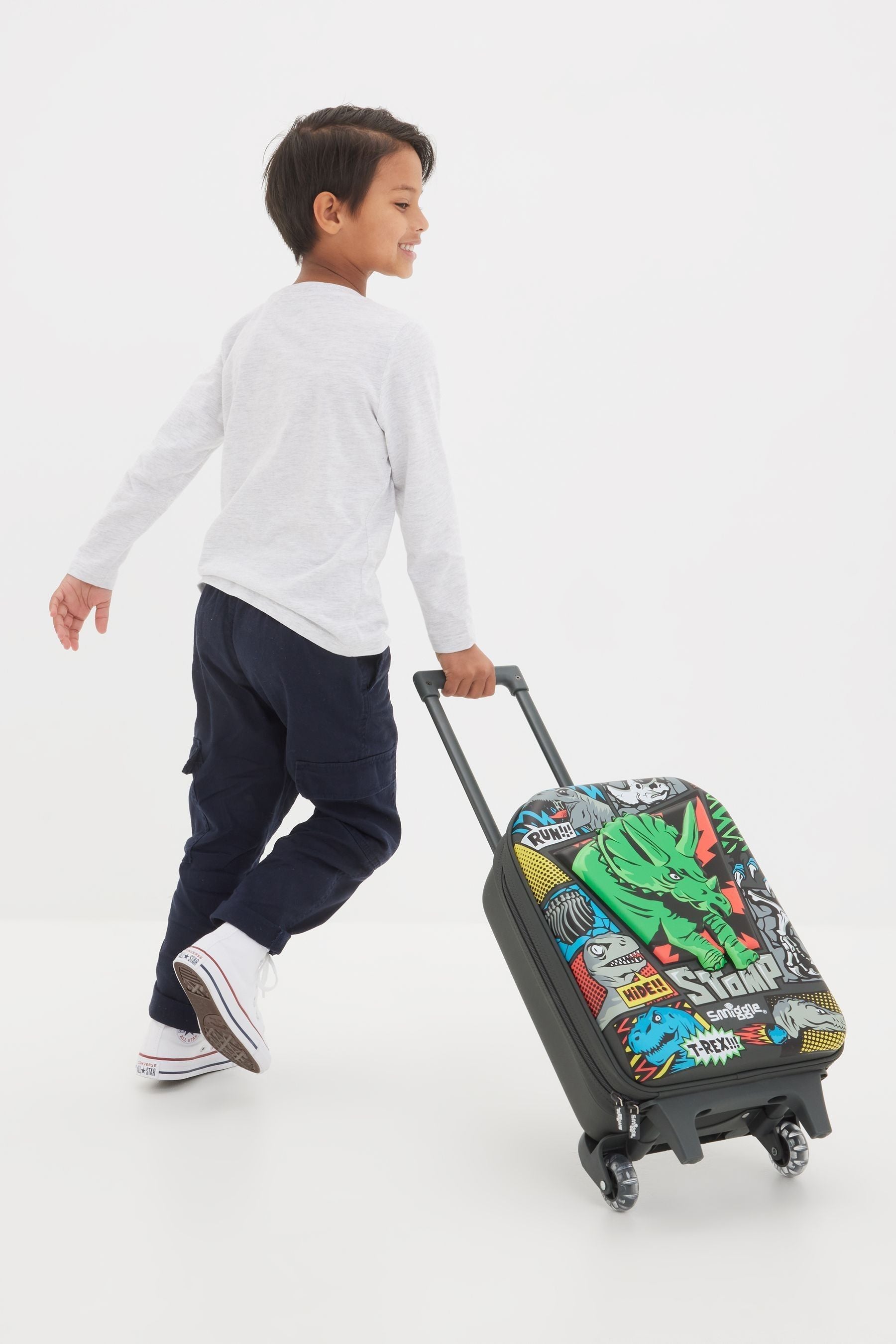 Smiggle Grey Happy Tales Junior Hardtop Trolley Bag