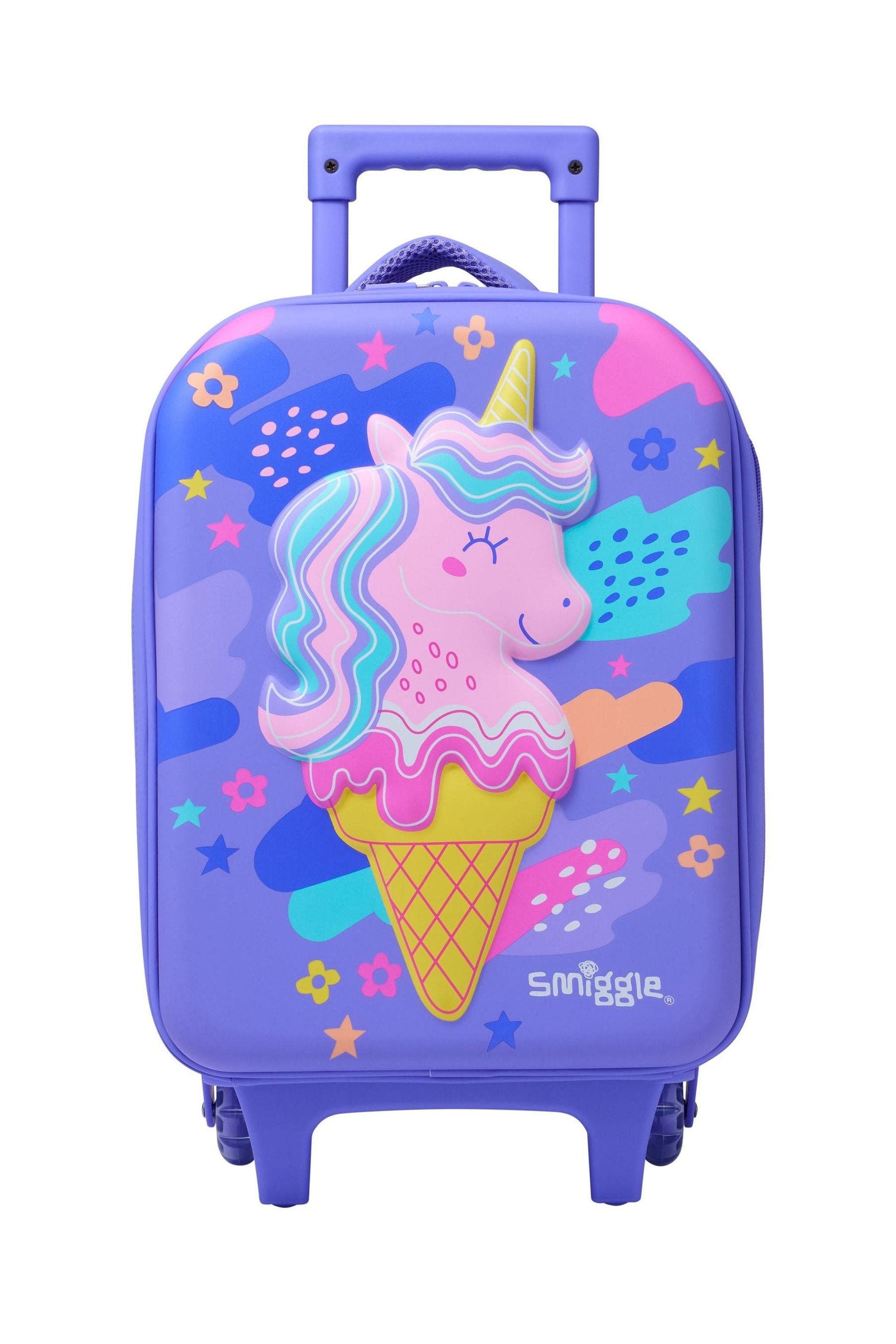 Smiggle Purple Happy Tales Junior Hardtop Trolley Bag