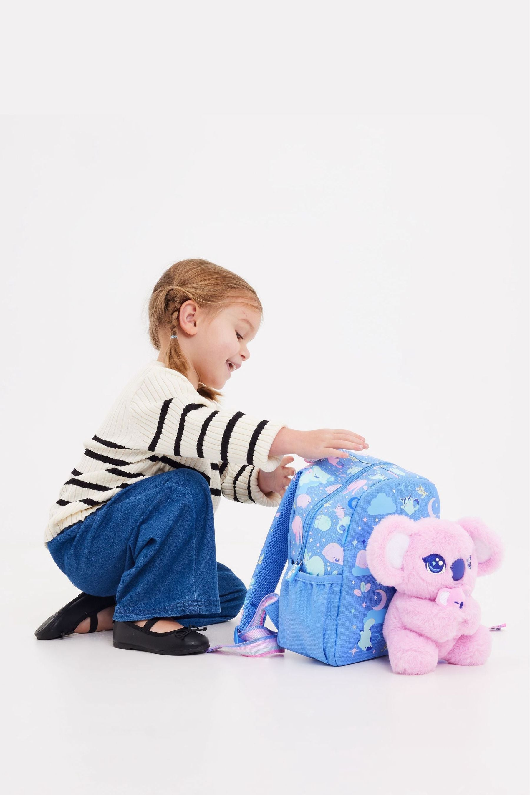 Smiggle Blue Big Dreams Teeny Tiny Backpack With Detachable Plush Toy