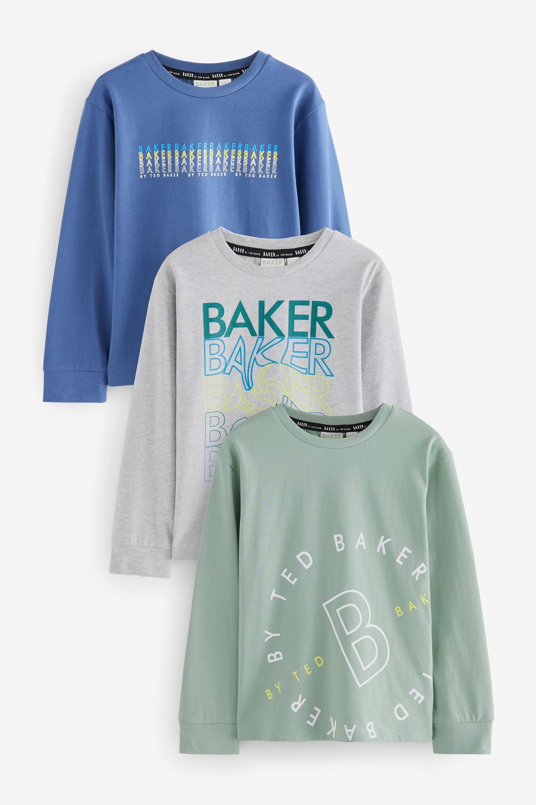 Baker by Ted Baker Multicolour Graphic Long Sleeve T-Shirts 3 Pack