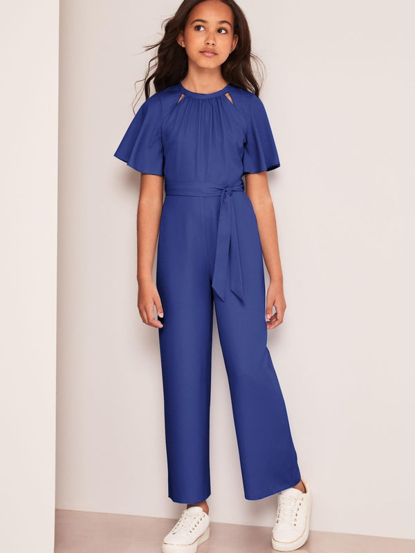 Cobalt Blue Cut Out Flutter Sleeve Jumpsuit (5-16yrs)