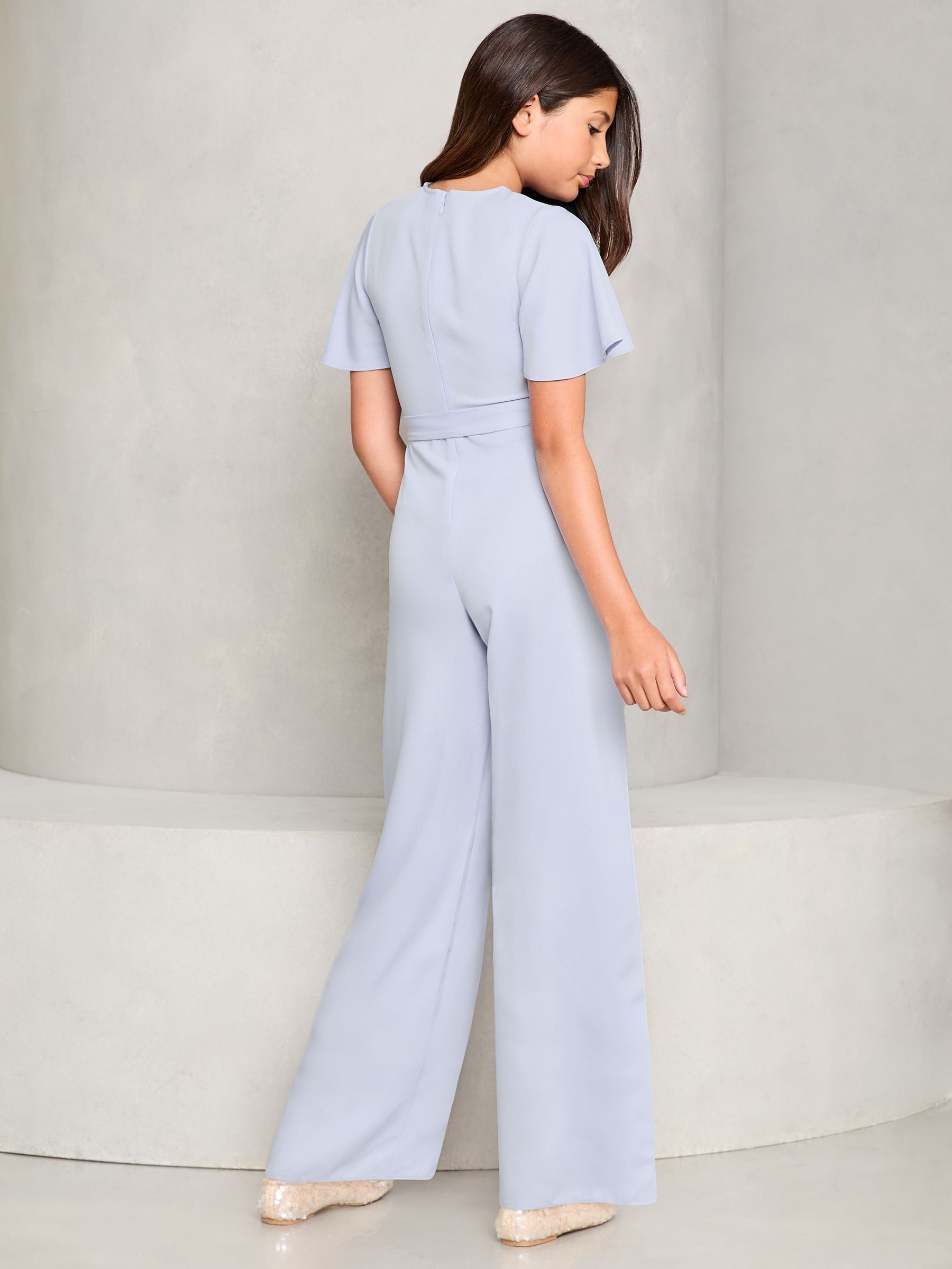 Lipsy Light Blue Cut-Out Flutter Sleeve Jumpsuit (5-16yrs)