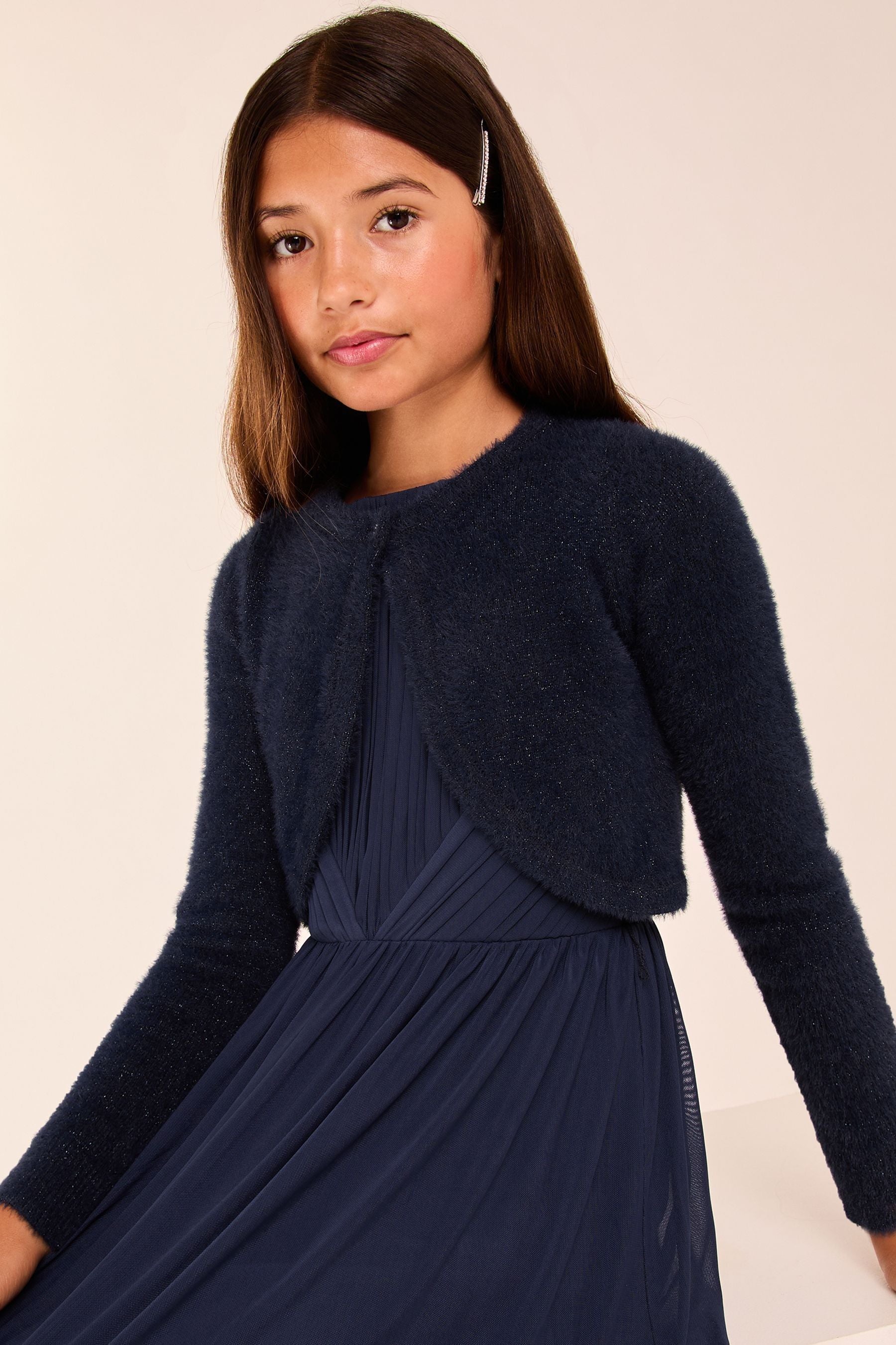 Lipsy Navy Blue Fluffy Occasion Bolero (5-16yrs) (5-16yrs)