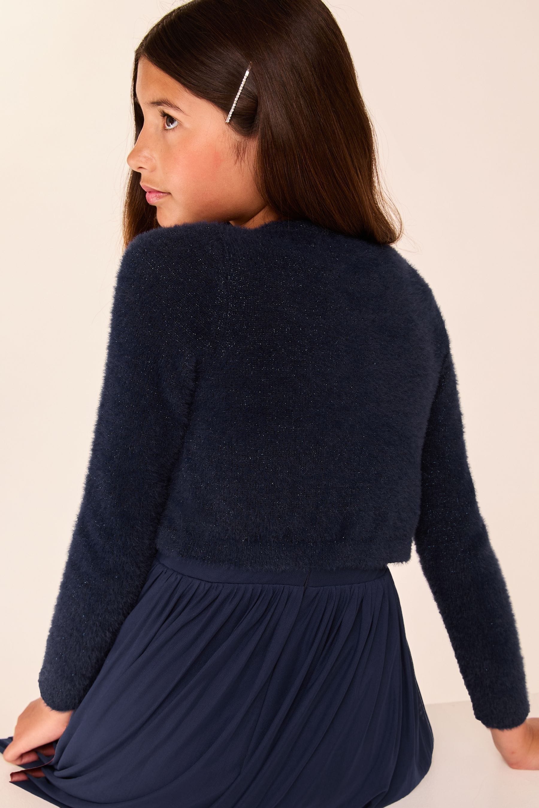 Lipsy Navy Blue Fluffy Occasion Bolero (5-16yrs) (5-16yrs)