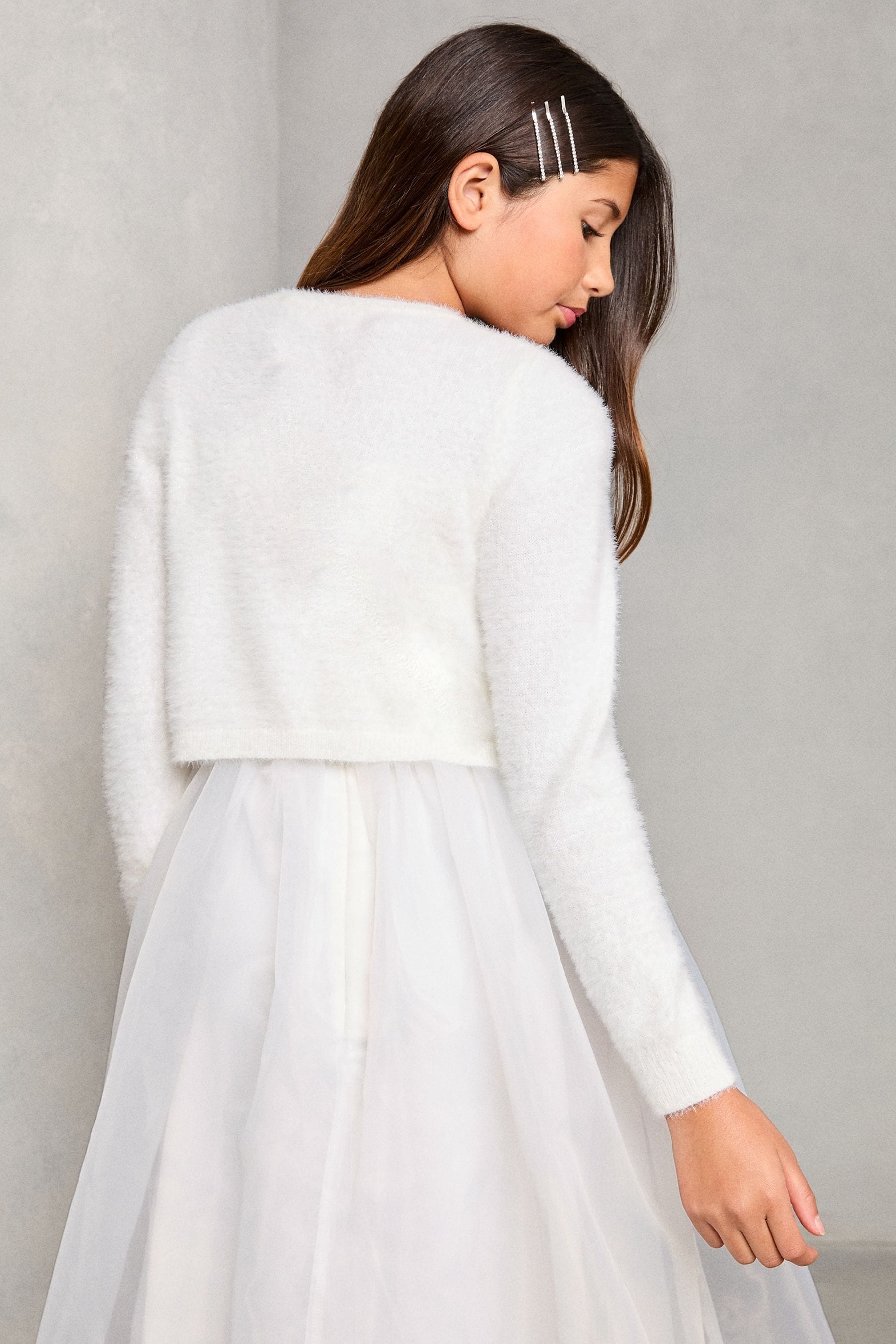 Lipsy Ivory Fluffy Occasion Bolero (5-16yrs) (5-16yrs)