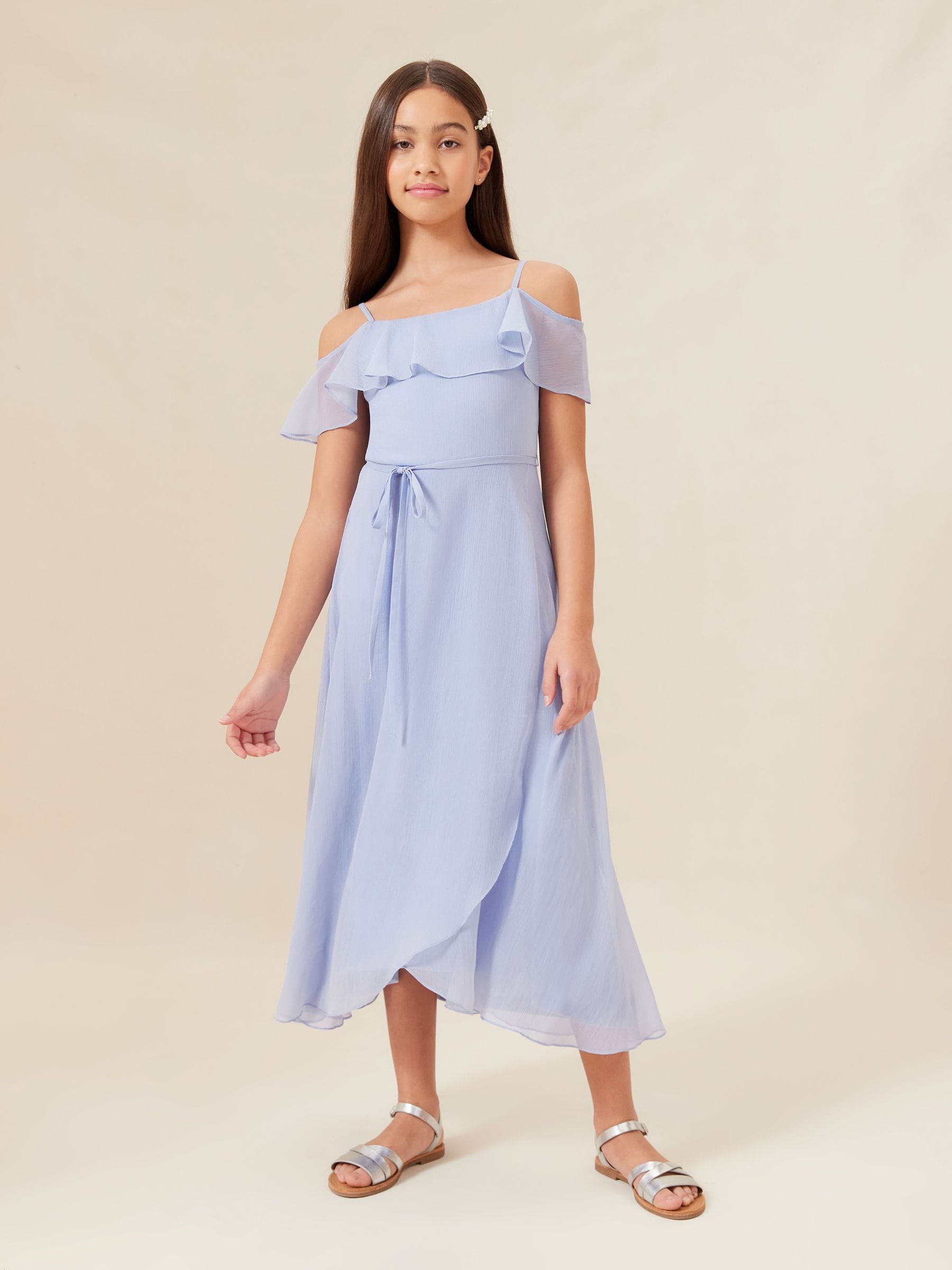 Lipsy Blue Cold Shoulder Maxi Occasion Dress (10-16yrs) (10-16yrs)