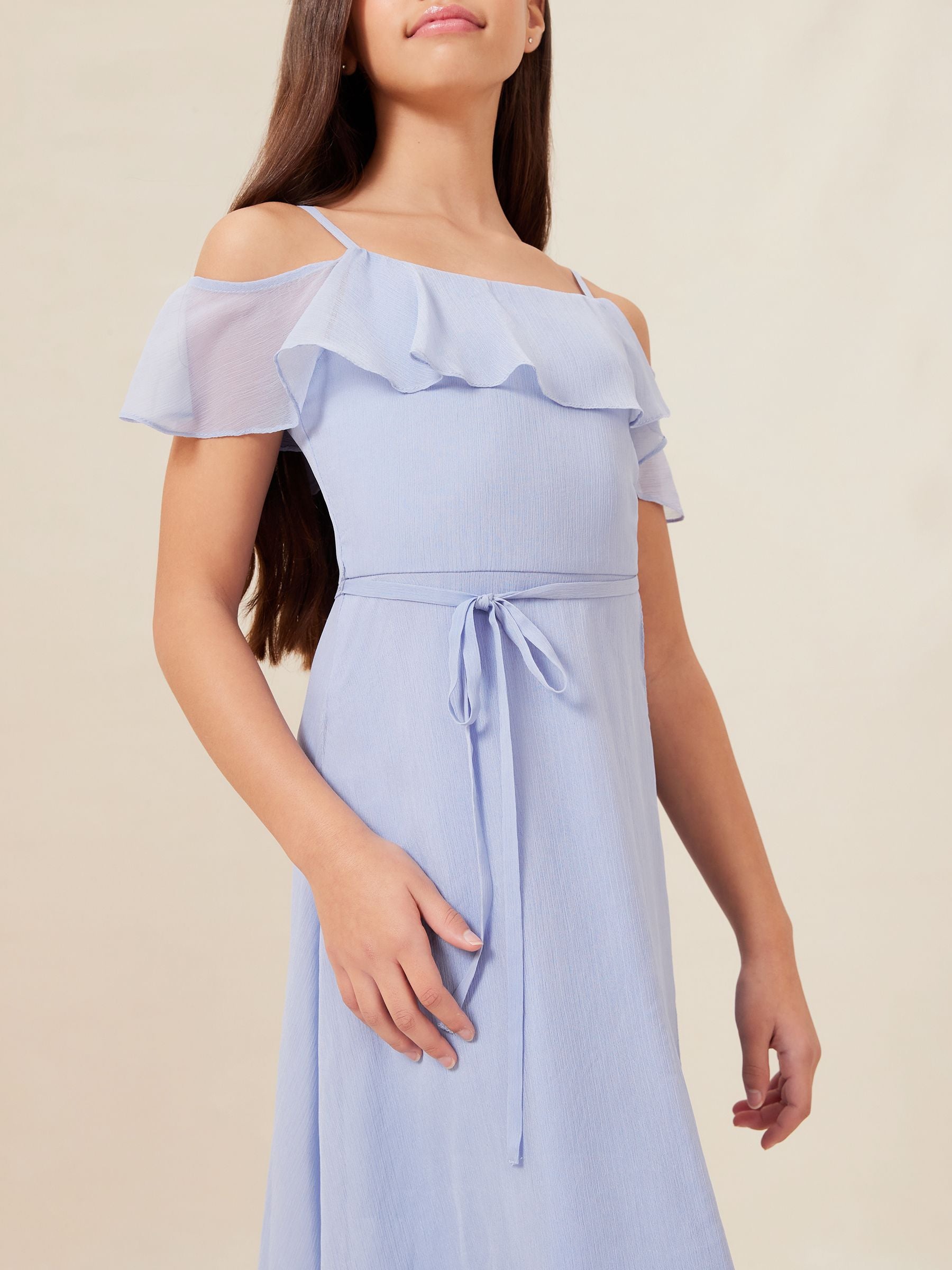 Lipsy Blue Cold Shoulder Maxi Occasion Dress (10-16yrs) (10-16yrs)