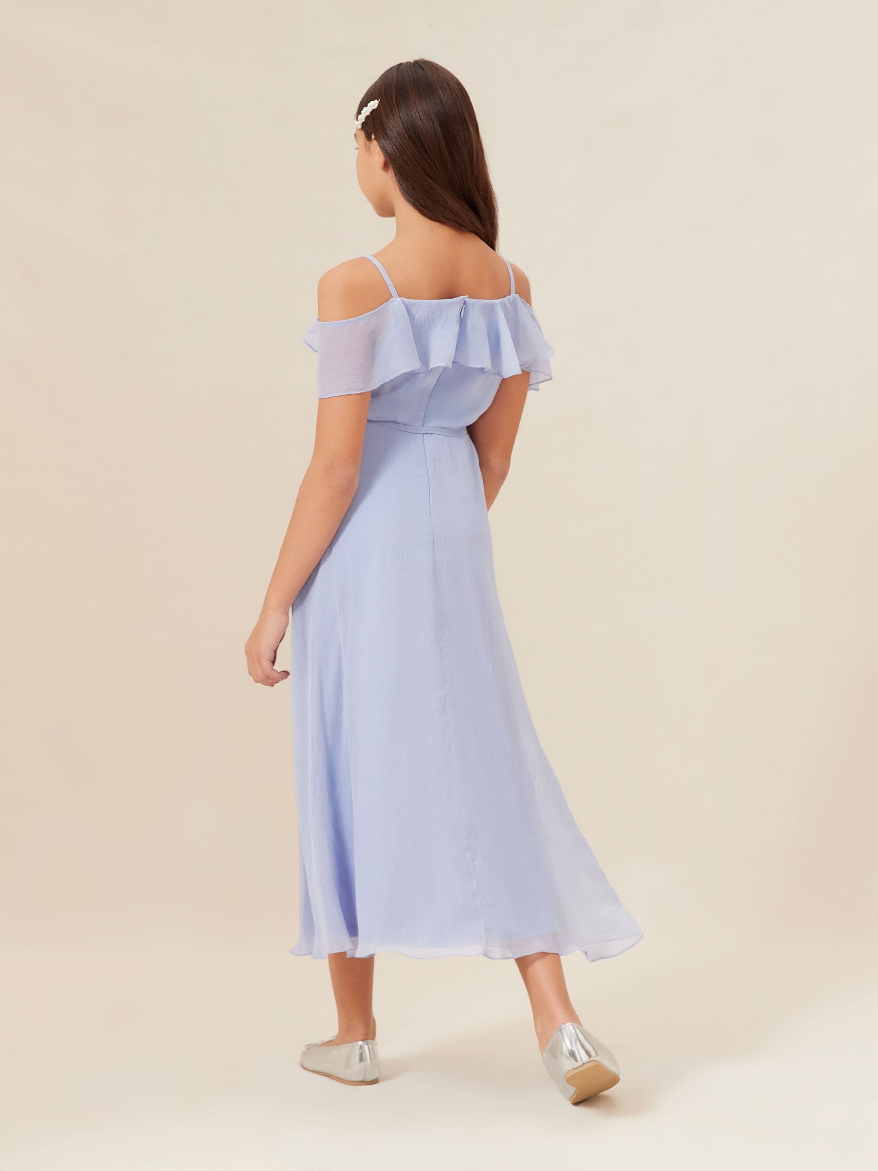 Blue Cold Shoulder Maxi Occasion Dress (10-16yrs) (10-16yrs)