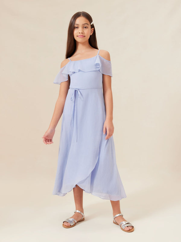 Blue Cold Shoulder Maxi Occasion Dress (10-16yrs) (10-16yrs)